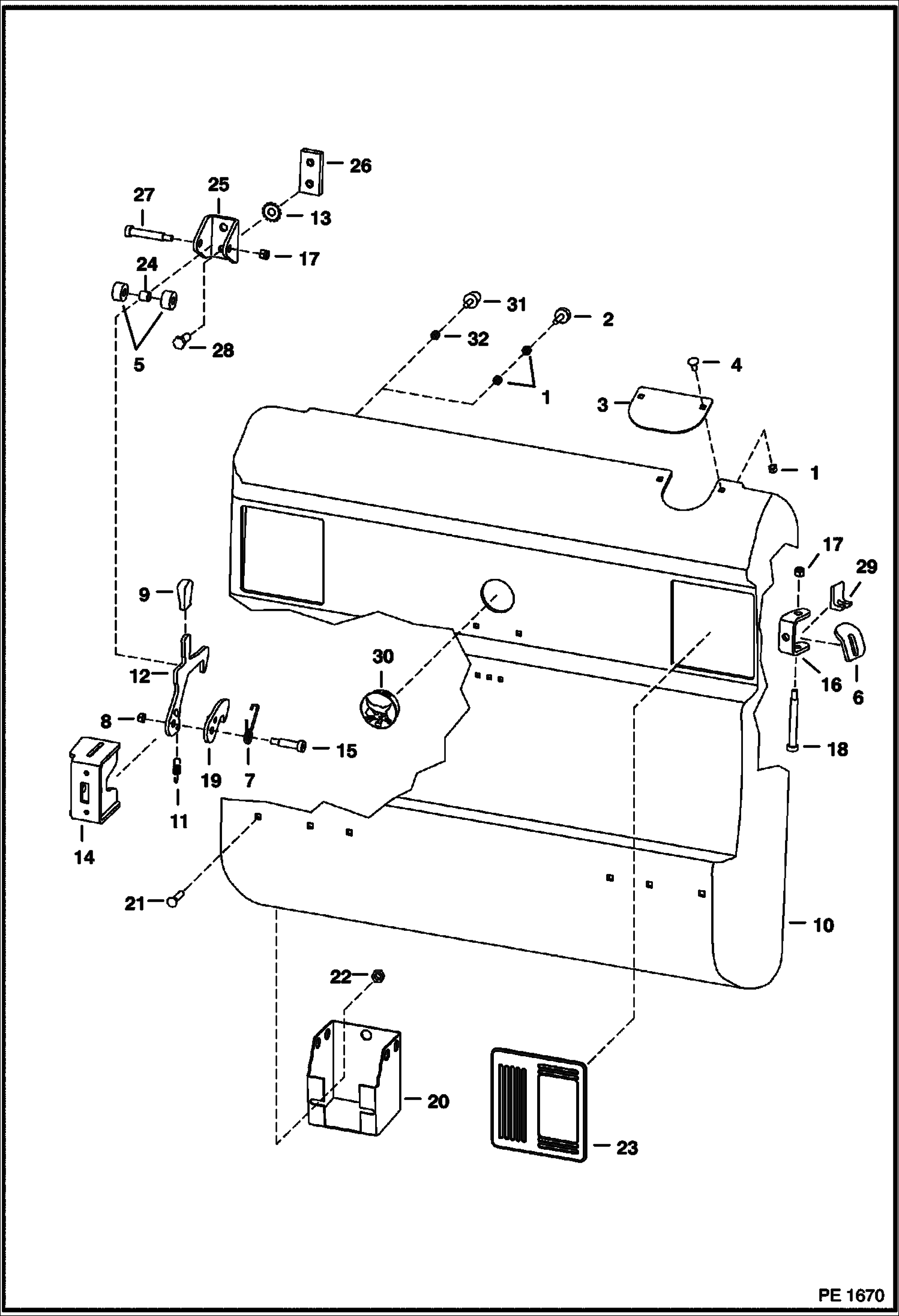 Схема запчастей Bobcat 800s - REAR DOOR (S/N 5141 & Above, 5142 & Above, 5179 & Above) MAIN FRAME