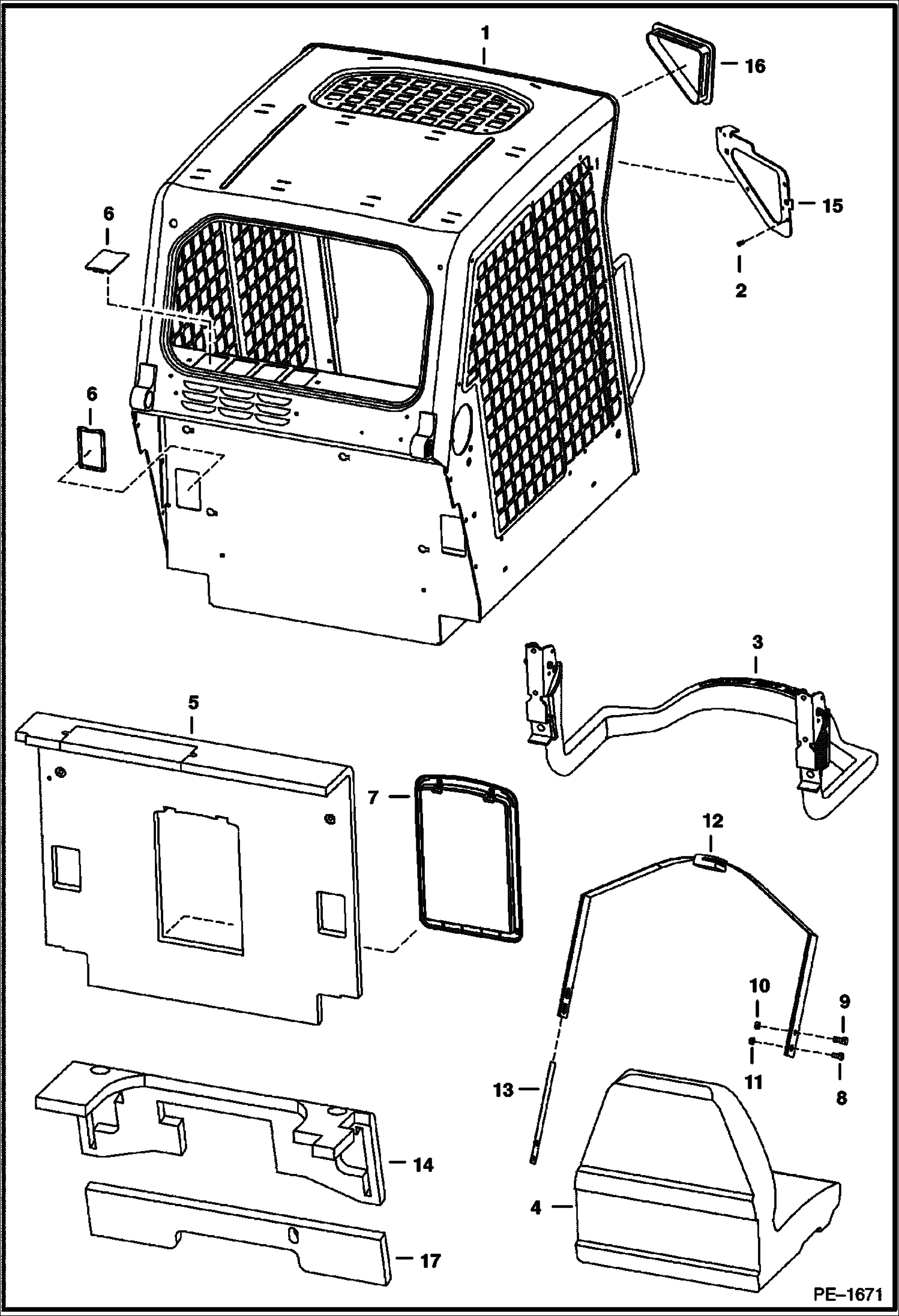Схема запчастей Bobcat T-Series - OPERATOR CAB MAIN FRAME