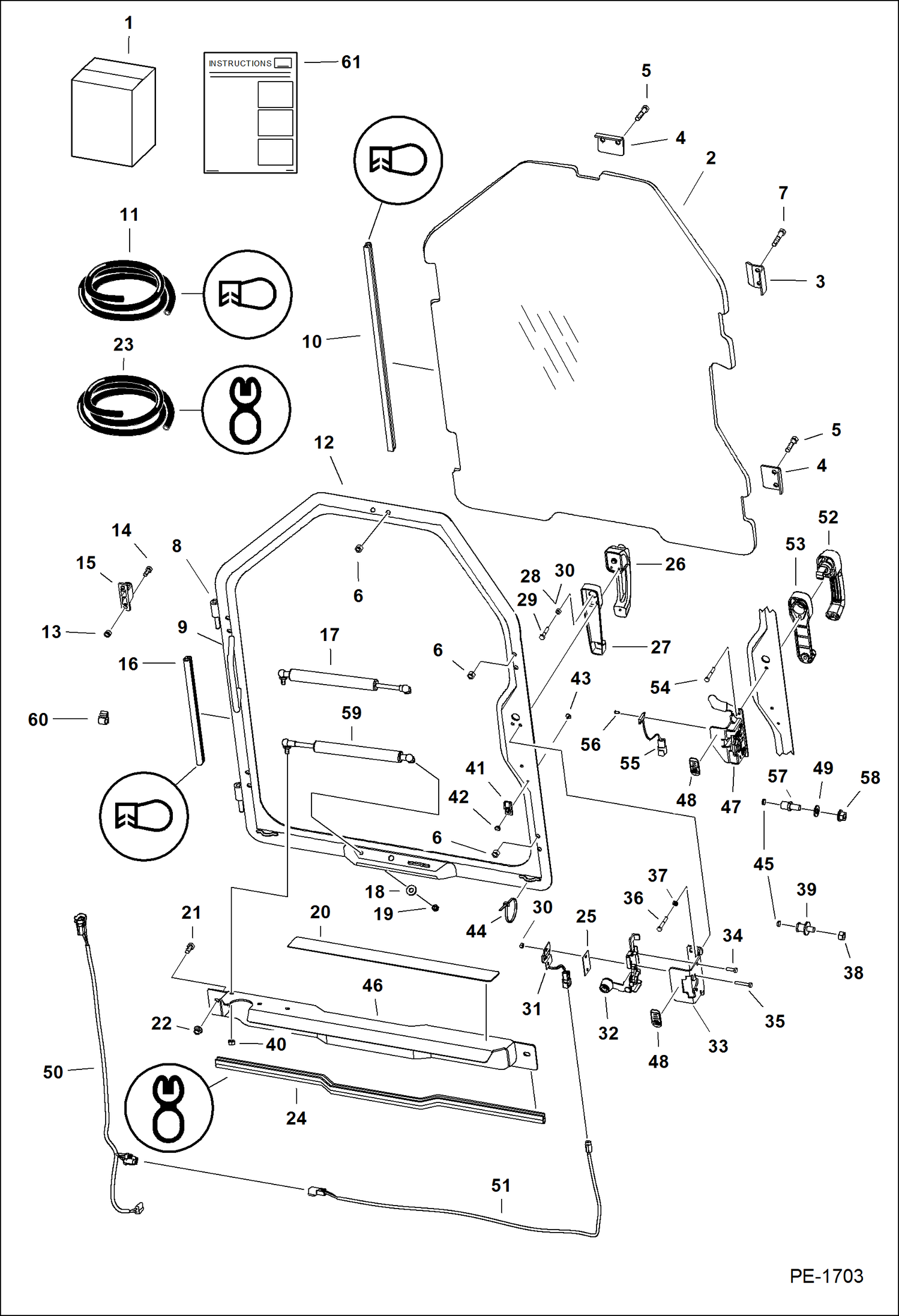 Схема запчастей Bobcat A-Series - CAB DOOR (Special Applications) ACCESSORIES & OPTIONS