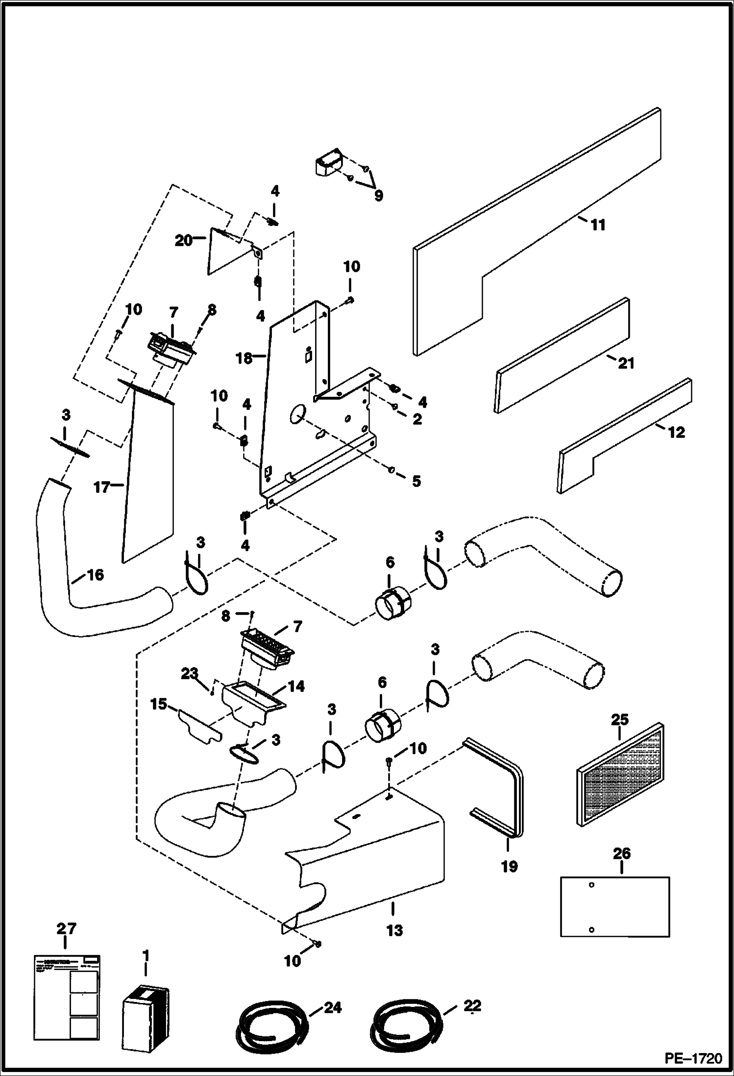 Схема запчастей Bobcat 331 - AIR CONDITIONING VENT KIT (S/N 232513547, 232711559, 232612650 & Below) ACCESSORIES & OPTIONS