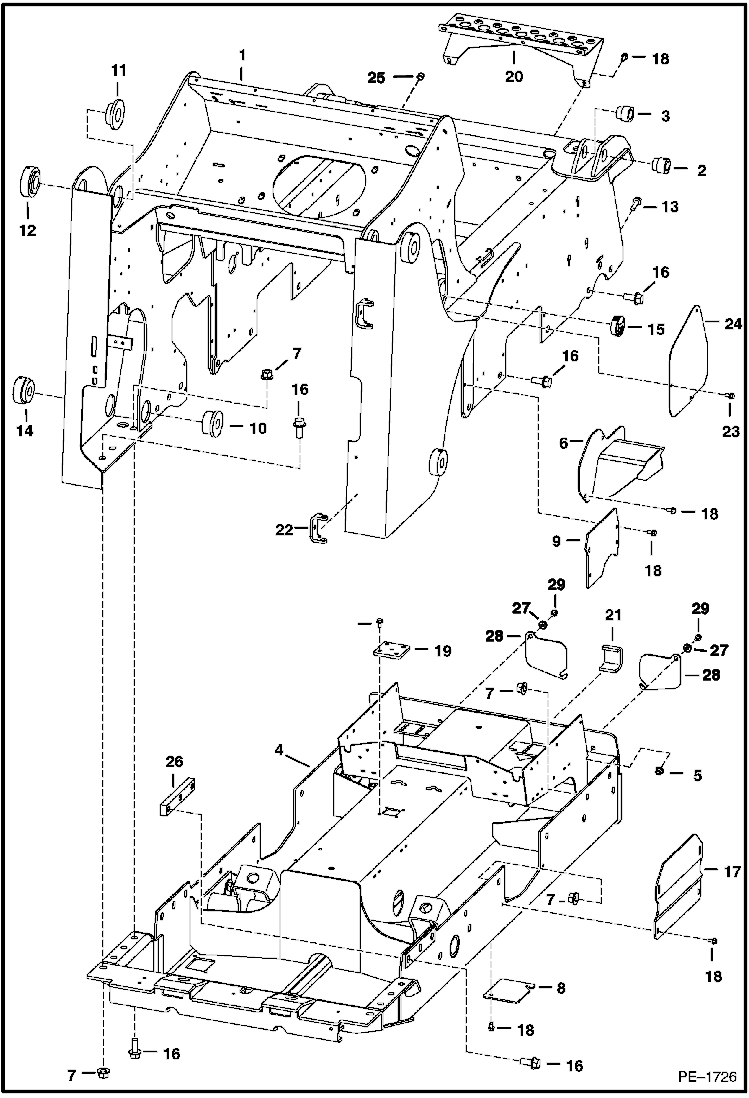 Схема запчастей Bobcat T-Series - MAIN FRAME MAIN FRAME
