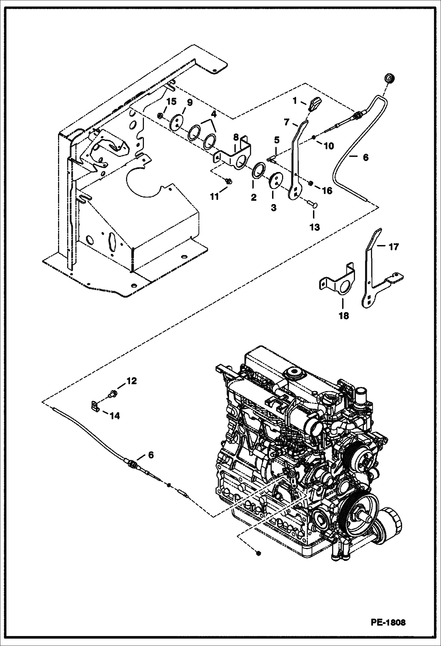 Схема запчастей Bobcat 435 - THROTTLE CONTROL CONTROLS