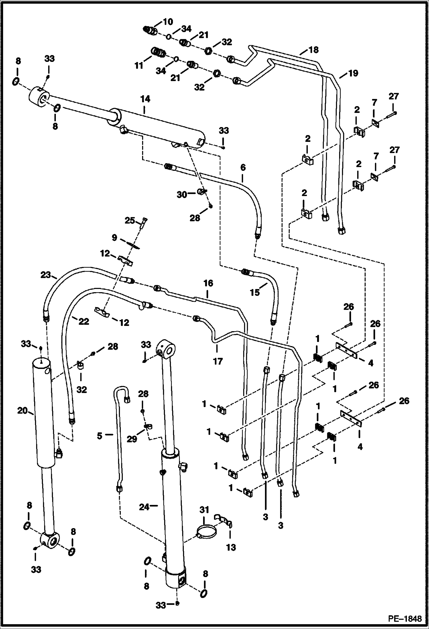 Схема запчастей Bobcat 331 - HYDRAULIC CIRCUITRY (Work) (S/N 232513544, 232612652 & Above) HYDRAULIC SYSTEM