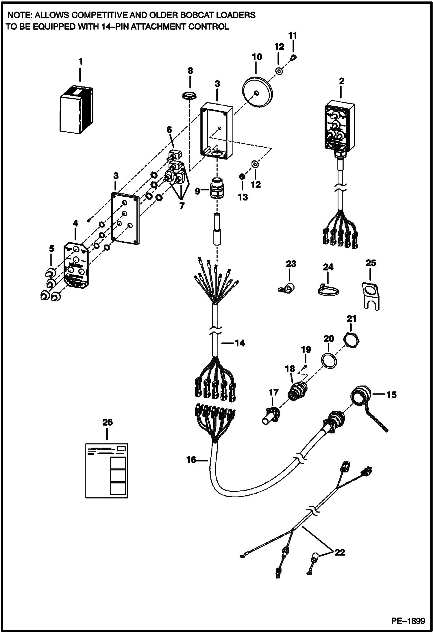 Схема запчастей Bobcat ATTACHMENT CONTROL KITS - ATTACHMENT CONTROL KIT 14 PIN - ATTACHMENTS PLUS For Loaders Without Electric Control System Loader