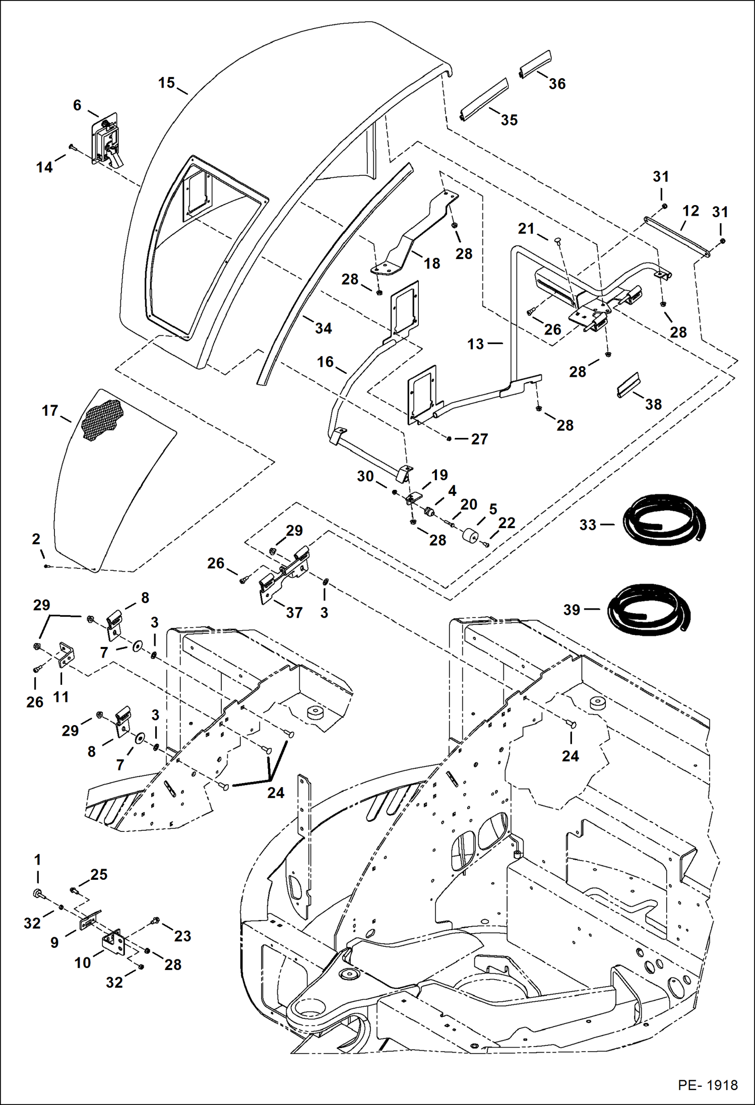 Схема запчастей Bobcat 430 - RH COVER (Original Design) MAIN FRAME