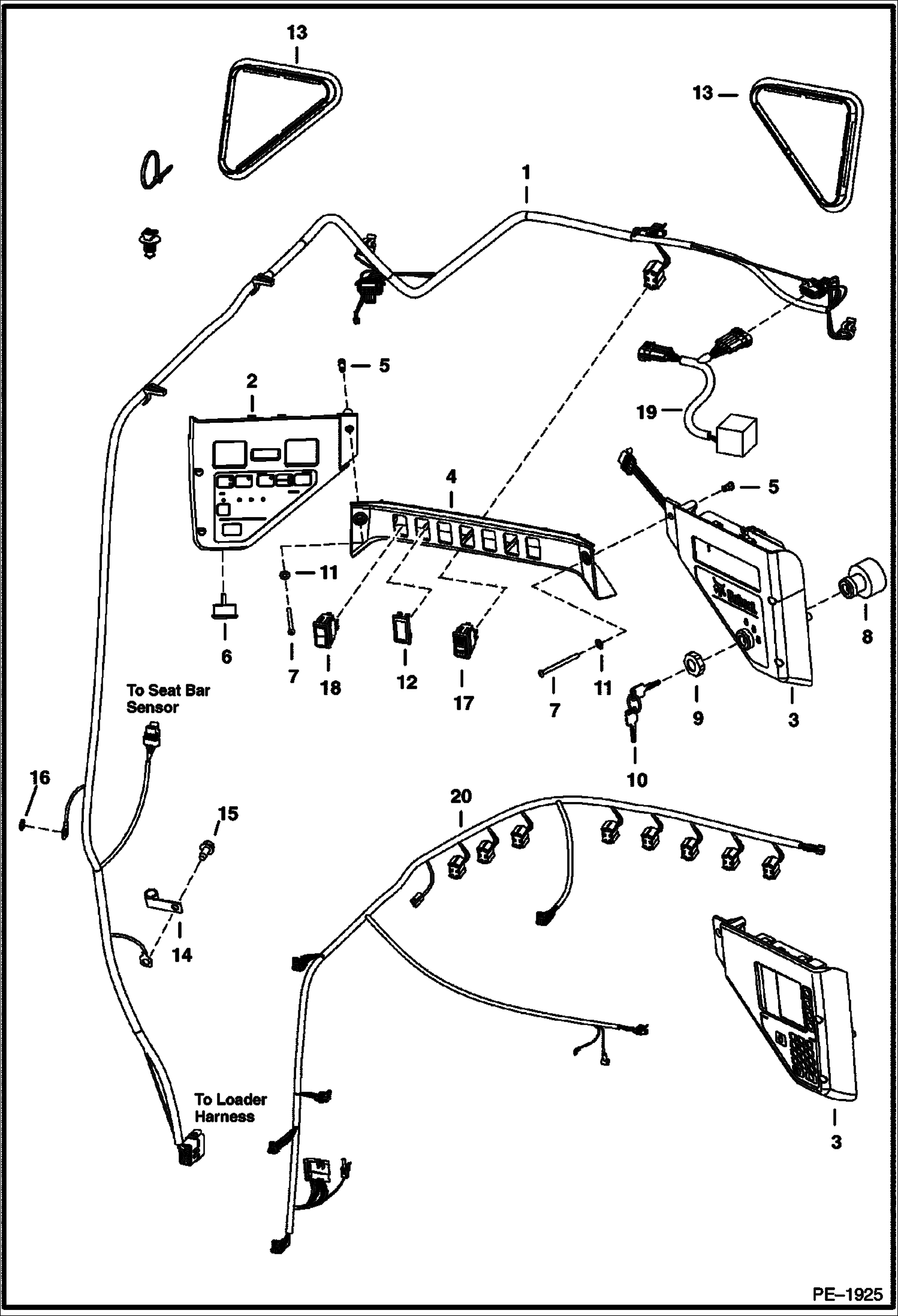 Схема запчастей Bobcat A-Series - CAB ELECTRICAL CIRCUITRY ELECTRICAL SYSTEM