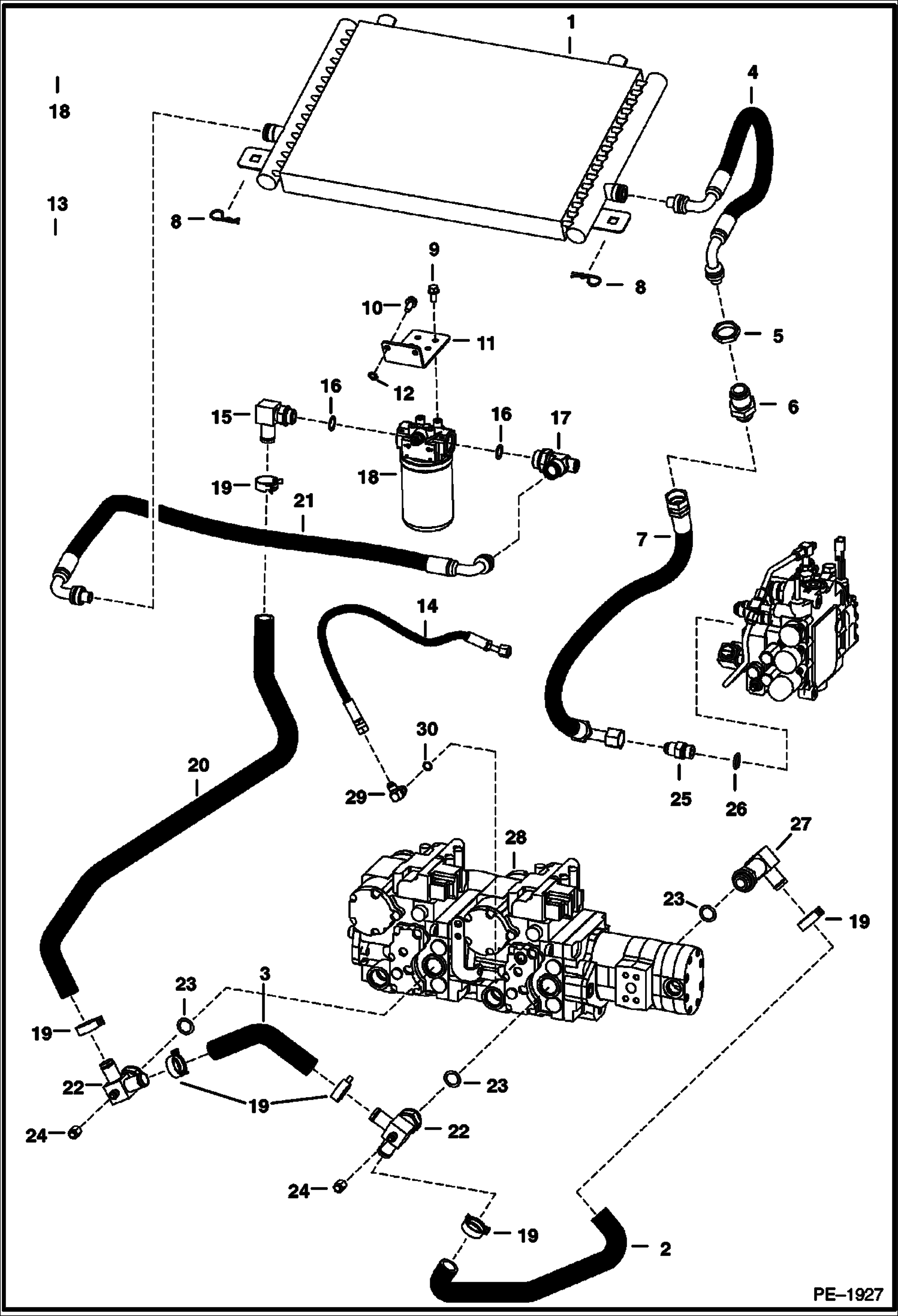 Схема запчастей Bobcat A-Series - HYDROSTATIC CIRCUITRY (W/Cooler) HYDROSTATIC SYSTEM