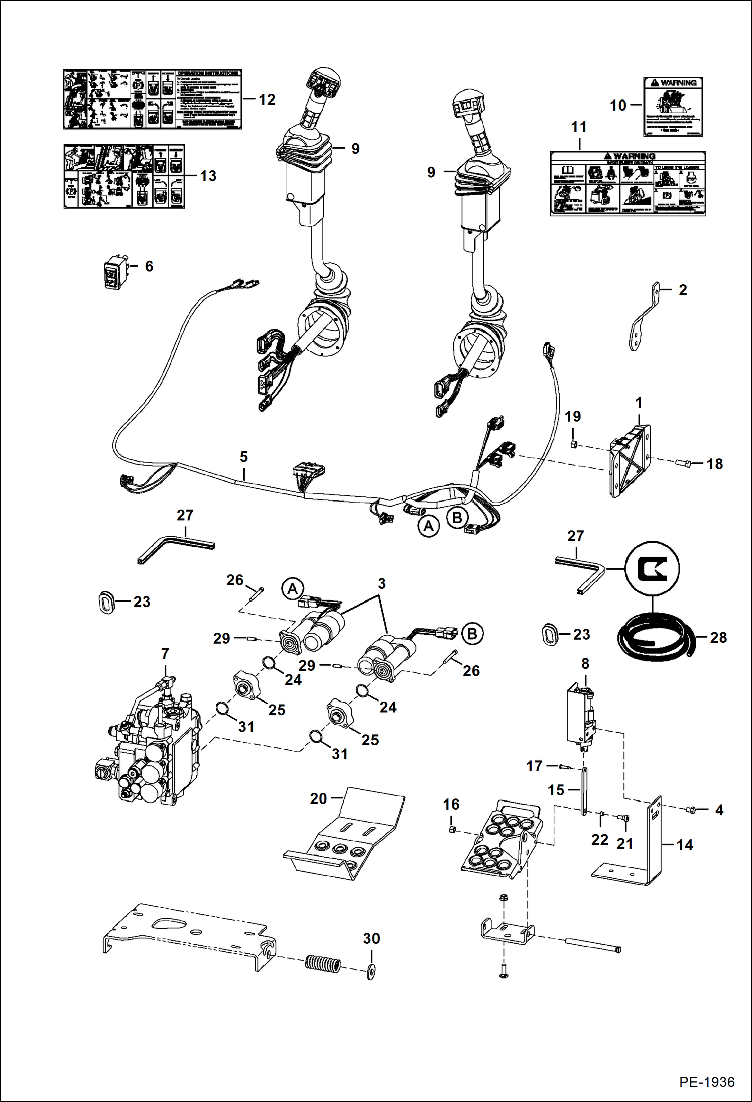 Схема запчастей Bobcat S-Series - CONTROLS ELECTRICAL (ACS) (S/N 523211001, 523311001 & Above) (526211001-13999, 526311001-11999) ELECTRICAL SYSTEM