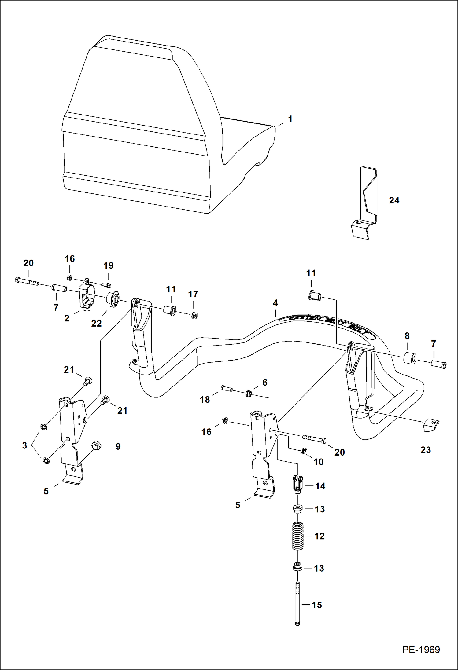 Схема запчастей Bobcat 800s - SEAT & SEAT BAR MAIN FRAME