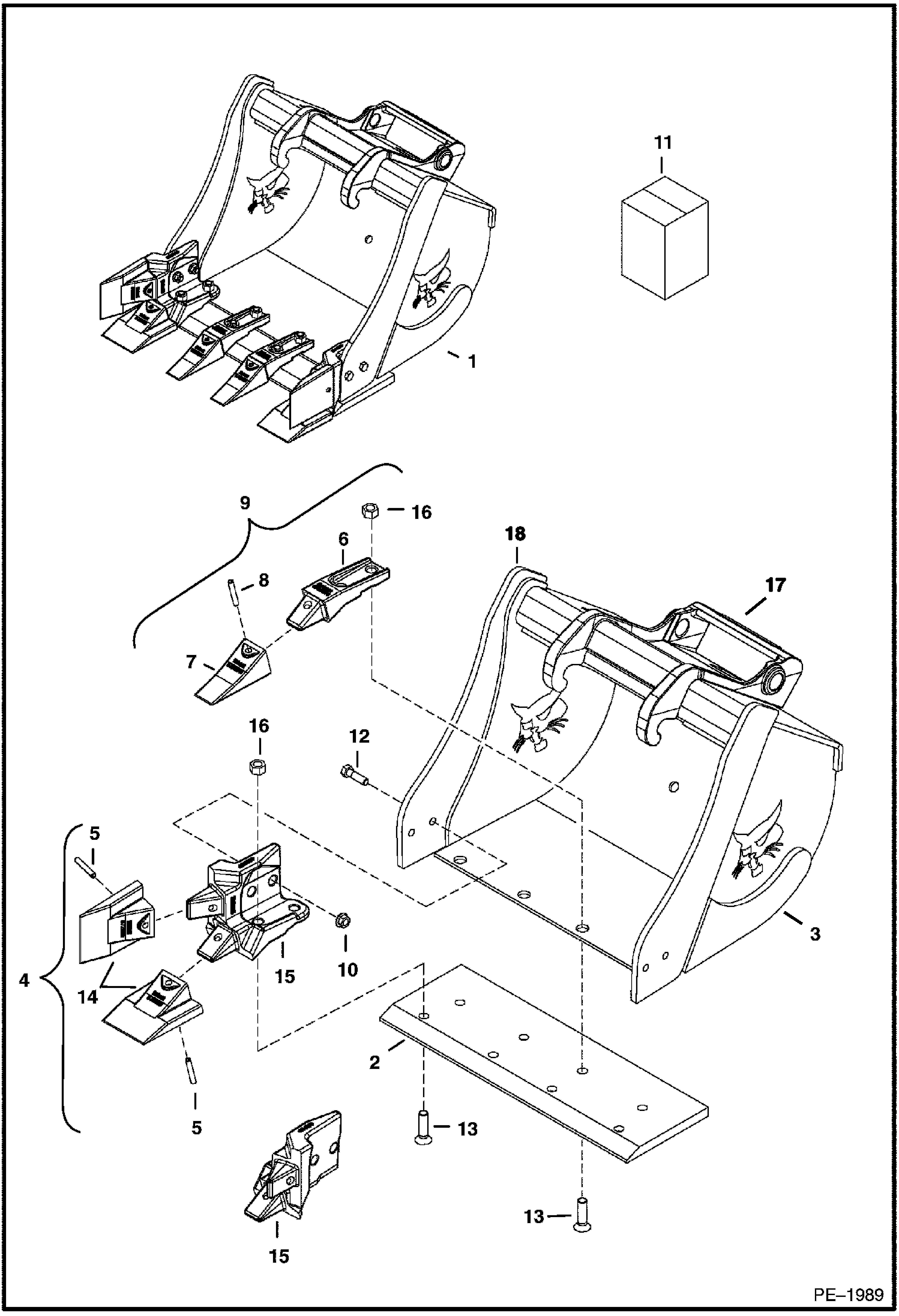 Схема запчастей Bobcat BUCKETS - BUCKET (X-Change)(335,337,341,435) (HD Cast) Экскаваторы