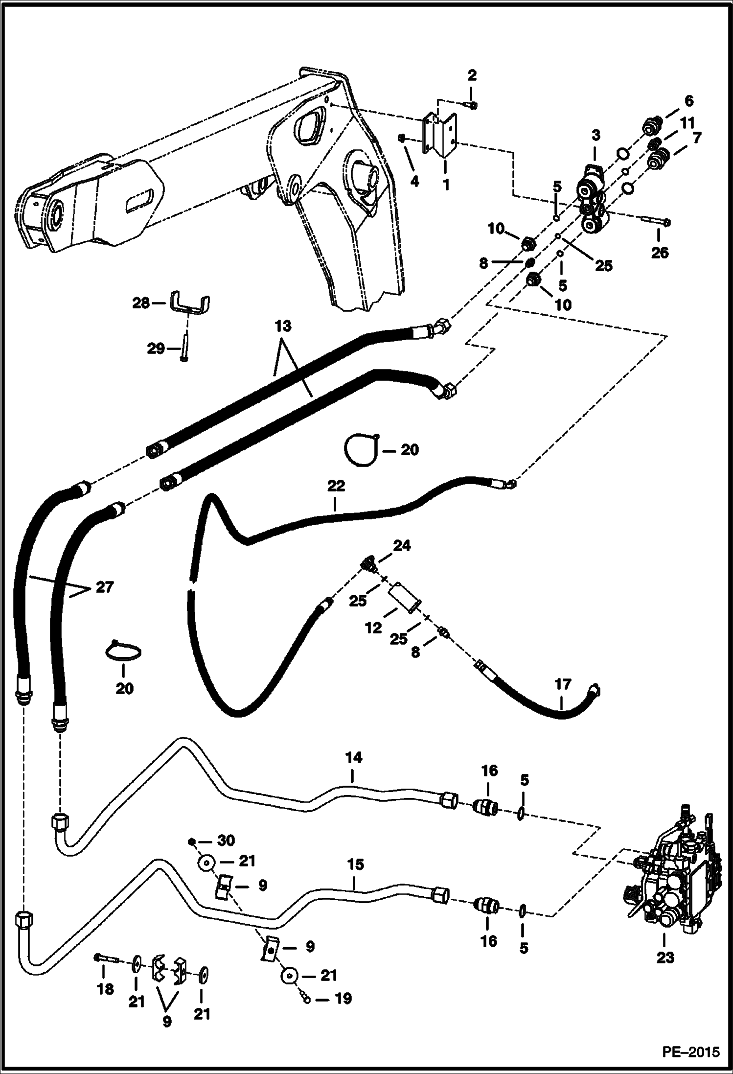 Схема запчастей Bobcat T-Series - AUXILIARY HYDRAULICS (5231 11001-99999, 5230 11001-99999) (5256 12999, 5257 11999 & Below) HYDRAULIC SYSTEM