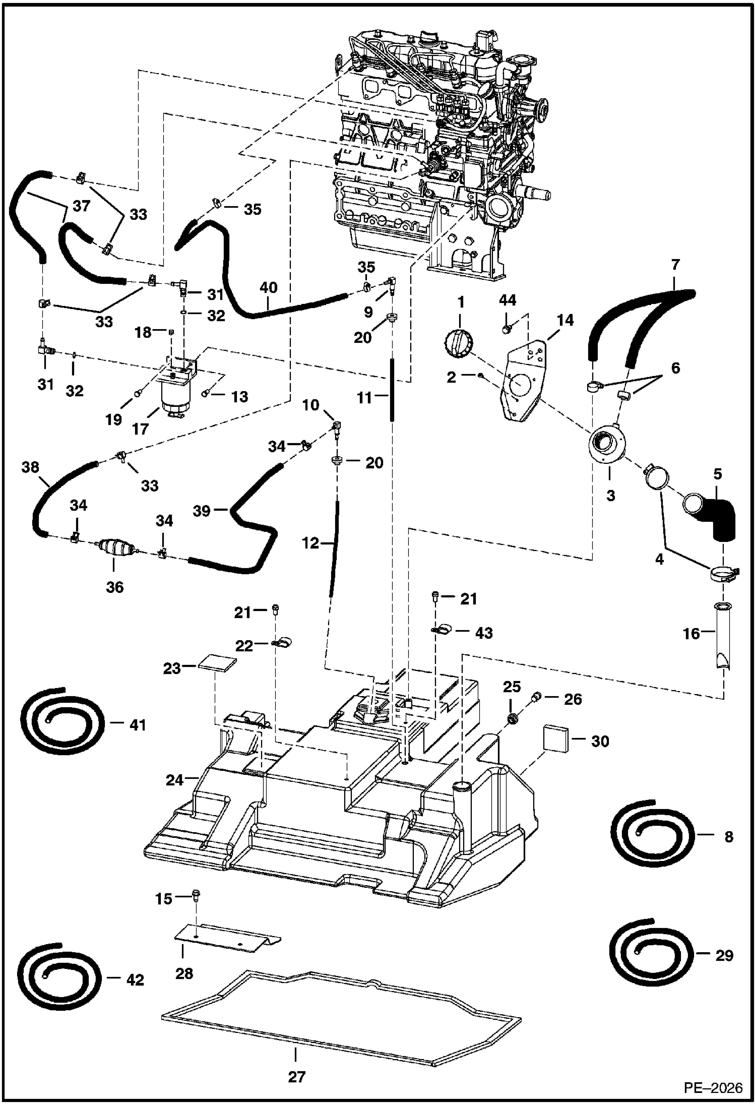 Схема запчастей Bobcat T-Series - FUEL SYSTEM MAIN FRAME