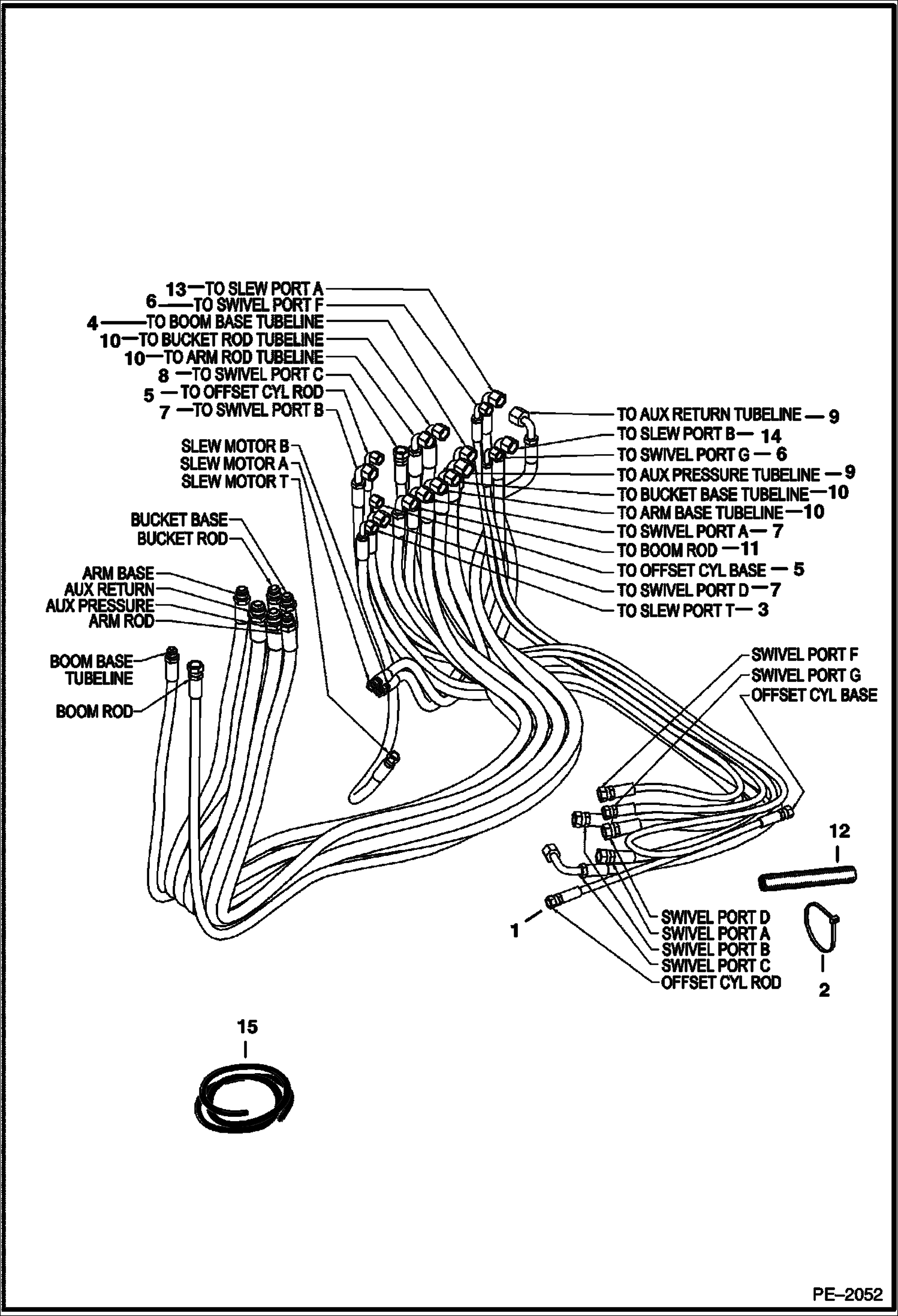 Схема запчастей Bobcat 328 - HYDRAULIC CIRCUITRY (Work) (S/N 234111751, 234211559 & Above) HYDRAULIC SYSTEM