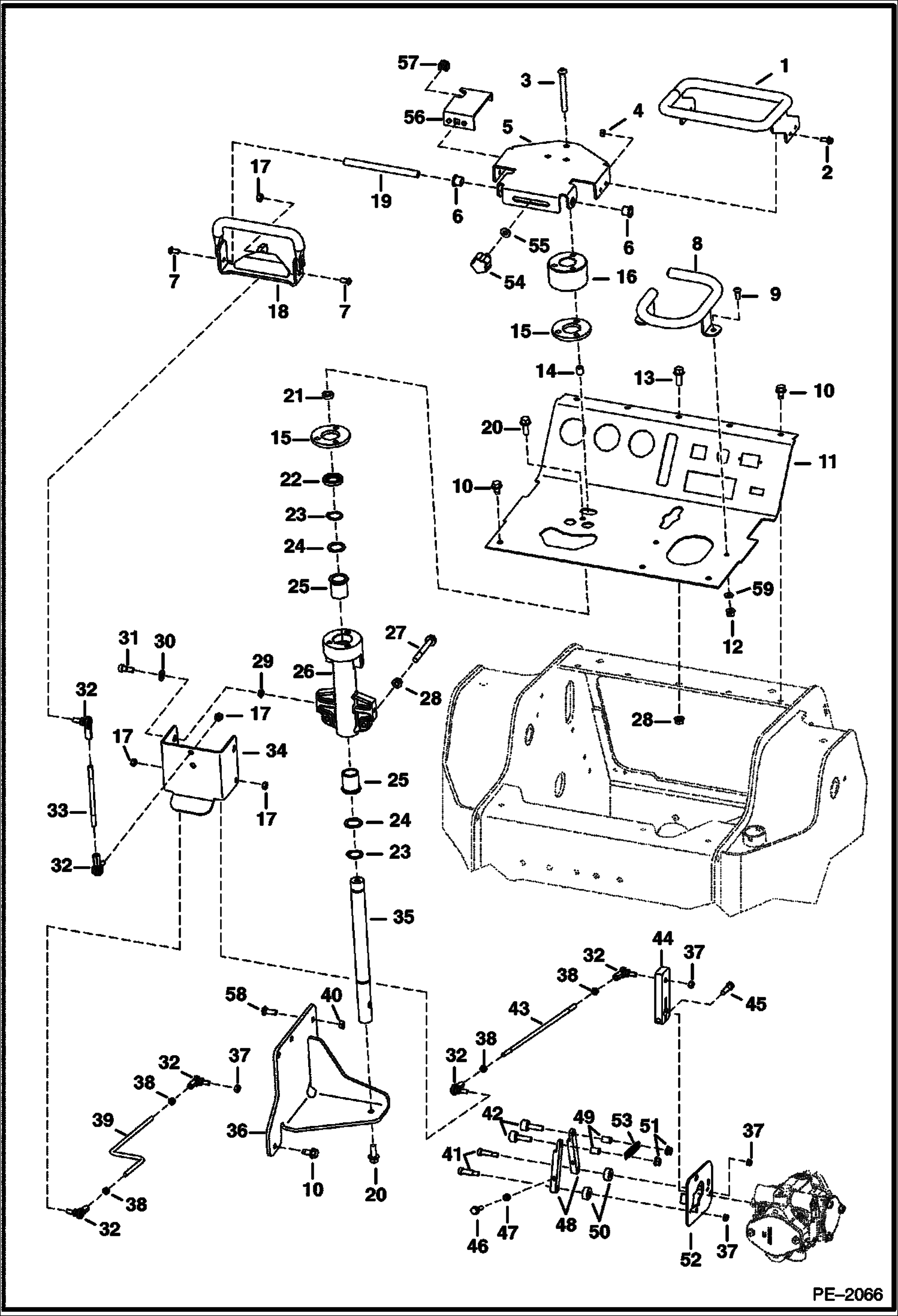 Схема запчастей Bobcat Mini Tracks Loaders - STEERING CONTROLS (S/N 523611001 & Above, 523711001 & Above, 528711001-528712698, 528811001-528811148) HYDROSTATIC SYSTEM