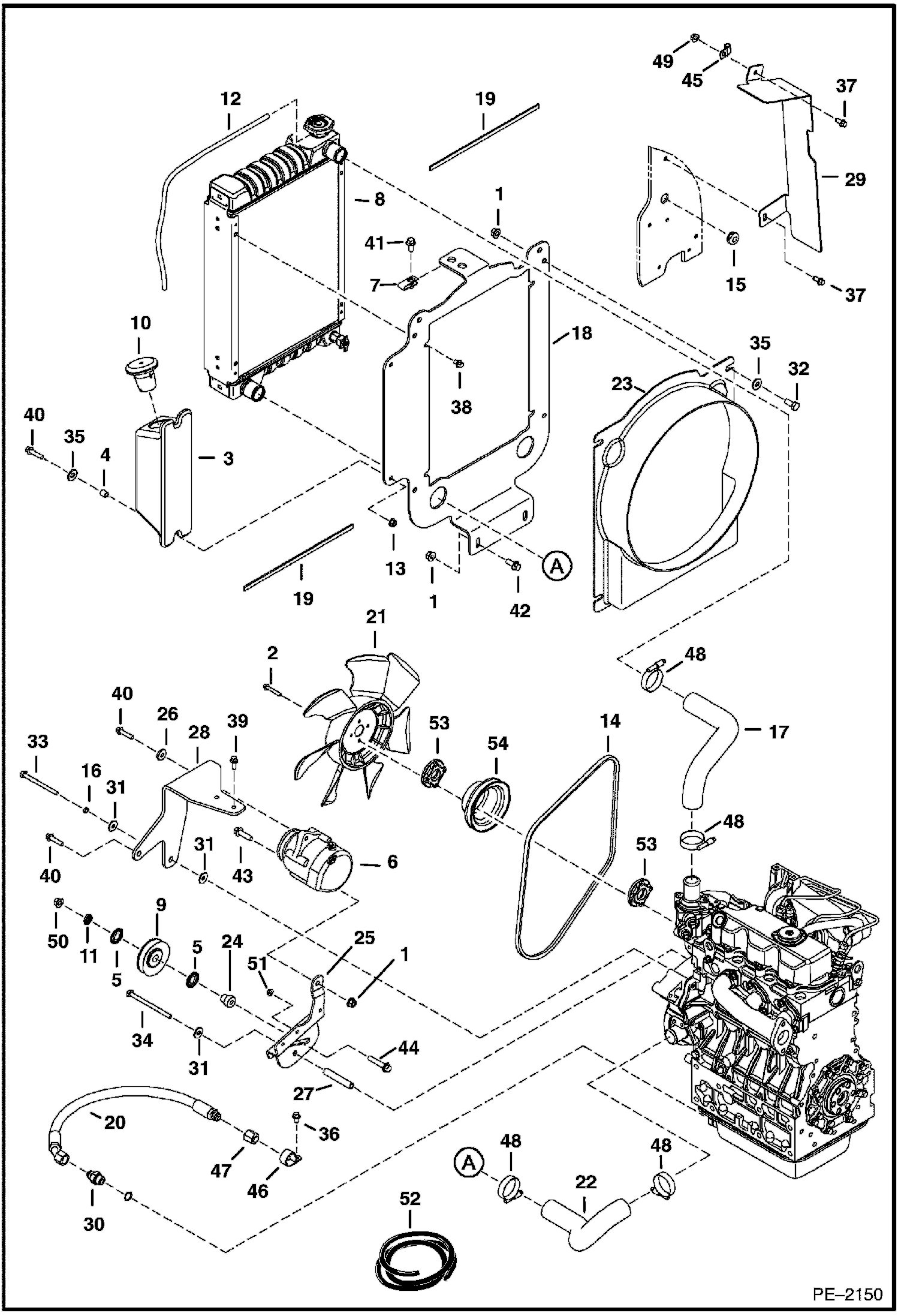 Схема запчастей Bobcat 325 - ENGINE & ATTACHING PARTS (Radiator Water Exchanger) POWER UNIT