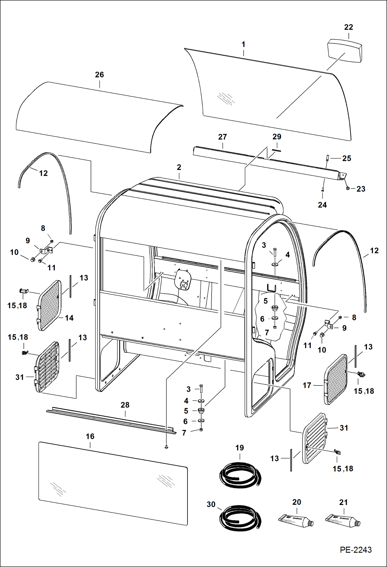 Схема запчастей Bobcat 5600 - OPERATOR CAB MAIN FRAME