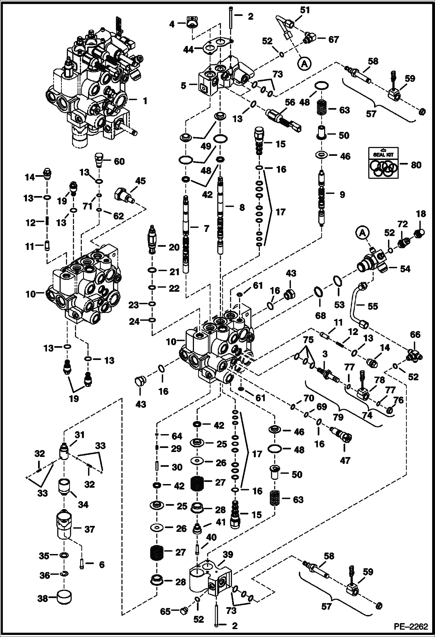 Схема запчастей Bobcat T-Series - HYDRAULIC CONTROL VALVE (S/N 527713001 & Above, 527813001 & Above) HYDRAULIC SYSTEM