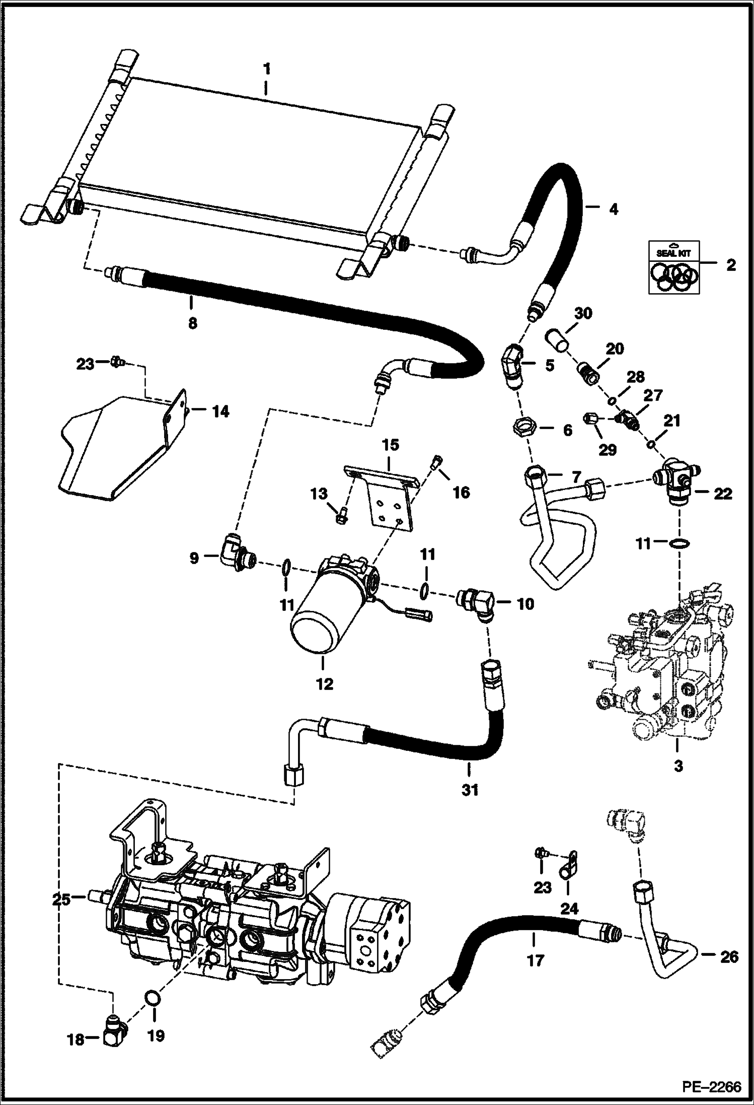 Схема запчастей Bobcat T-Series - HYDROSTATIC CIRCUITRY (Manual Hand Controls) (S/N 527513001 & Above, 527613000 & Above) HYDROSTATIC SYSTEM