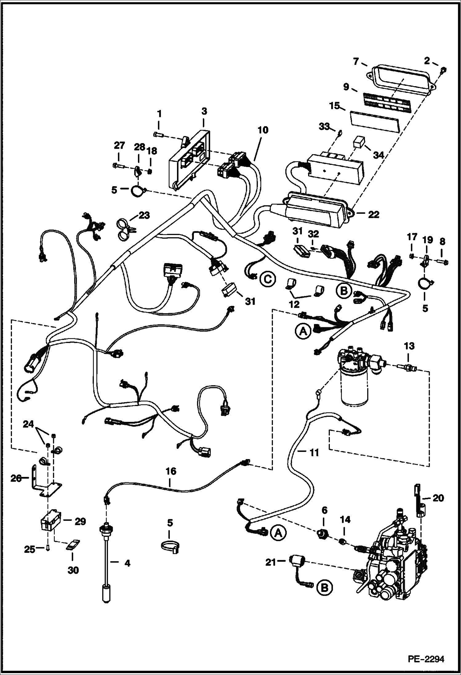 Схема запчастей Bobcat T-Series - ENGINE ELECTRICAL (W/Controller) ELECTRICAL SYSTEM
