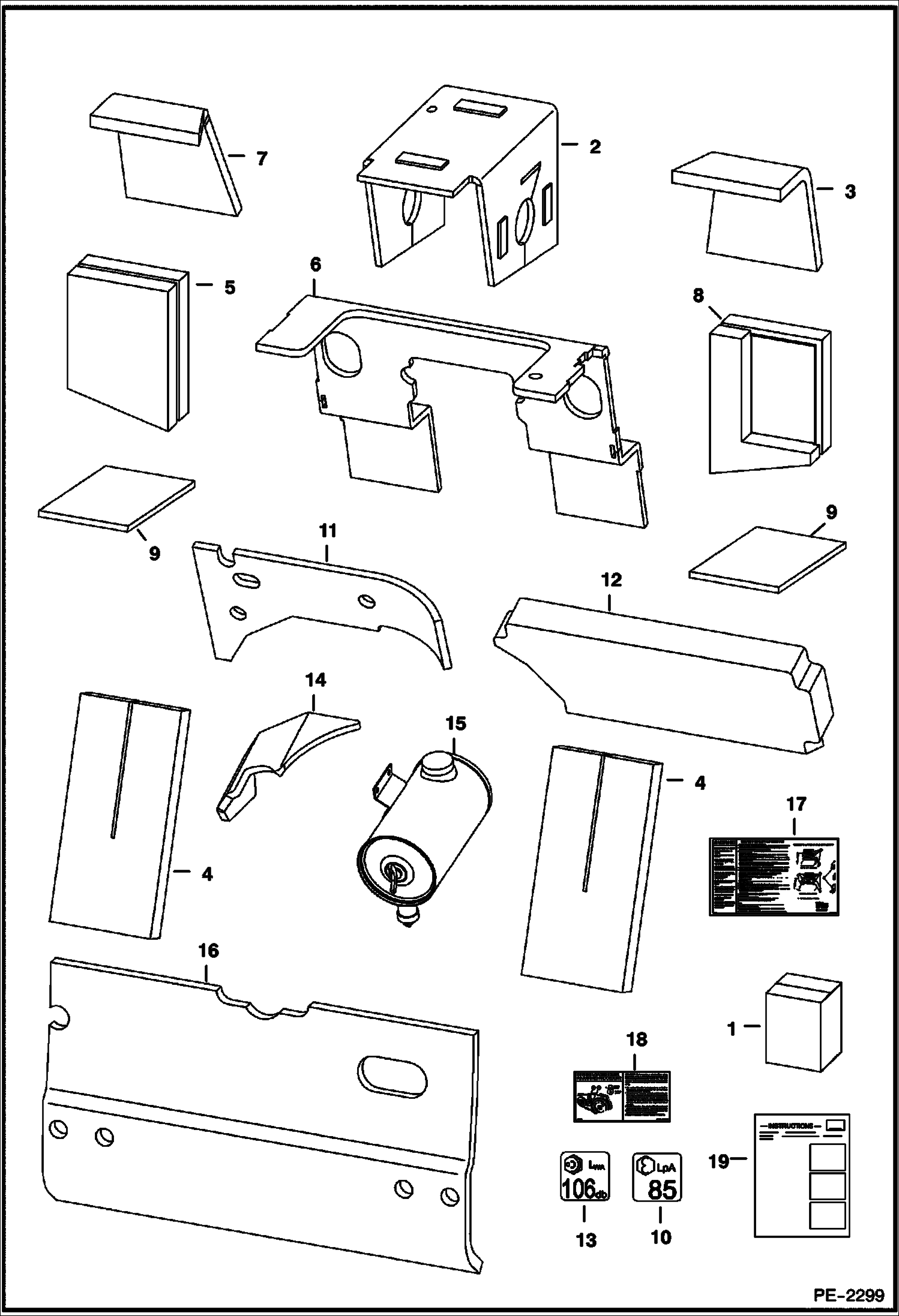 Схема запчастей Bobcat S-Series - SOUND KIT ACCESSORIES & OPTIONS
