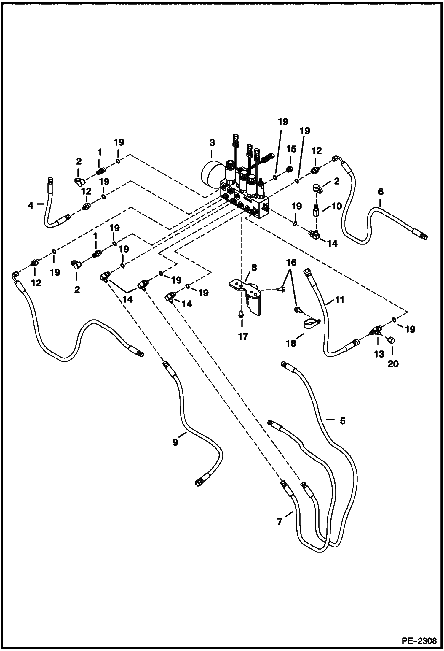 Схема запчастей Bobcat 430 - HYDRAULIC CIRCUITRY (Manifold) (S/N 562914618 & Below) HYDRAULIC SYSTEM