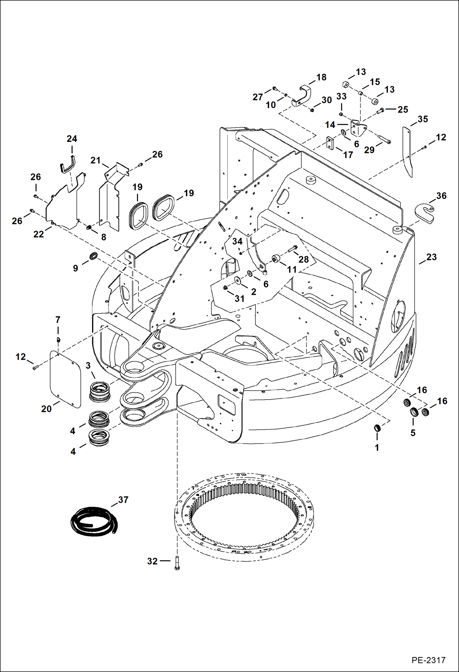 Схема запчастей Bobcat 435 - UPPERSTRUCTURE (S/N 5631 11001-13999, 14007-14999) MAIN FRAME