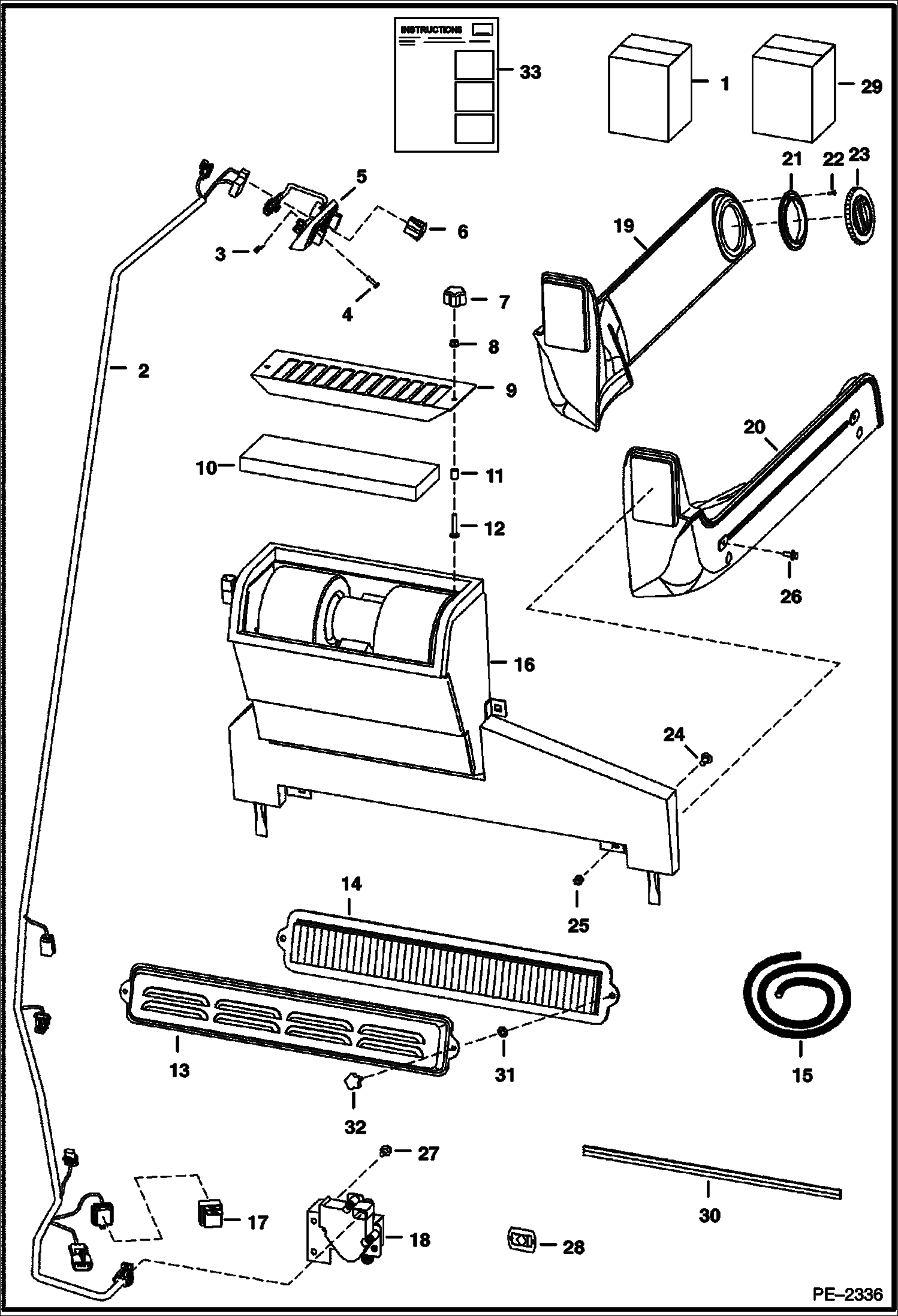 Схема запчастей Bobcat S-Series - HEATER & A/C (Heater Kit) (For Threaded Heater Valve) ACCESSORIES & OPTIONS