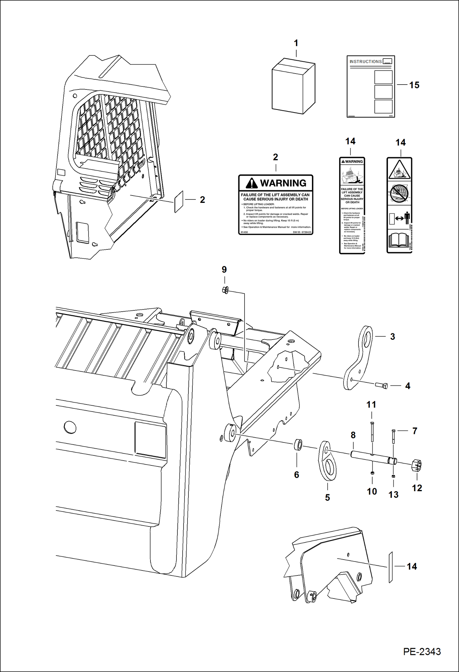Схема запчастей Bobcat S-Series - LIFT KIT (Four Point - .75 Thick Lift Eye) ACCESSORIES & OPTIONS