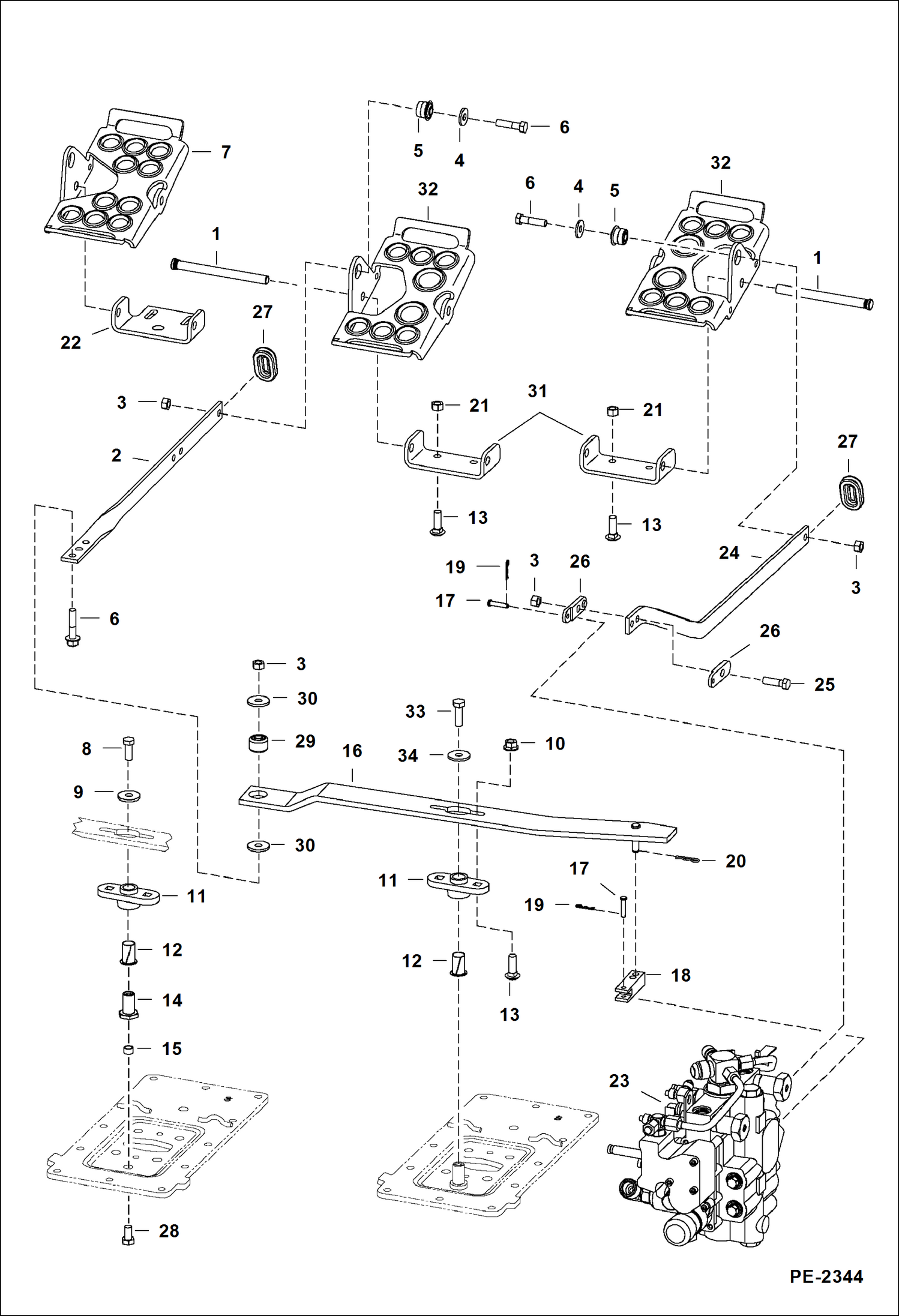 Схема запчастей Bobcat S-Series - CONTROL PEDALS HYDRAULIC SYSTEM