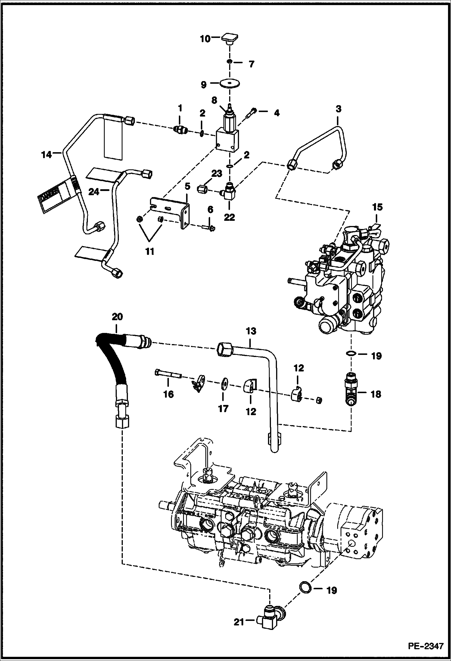 Схема запчастей Bobcat S-Series - MANUAL LIFT RELEASE SYSTEM HYDRAULIC SYSTEM