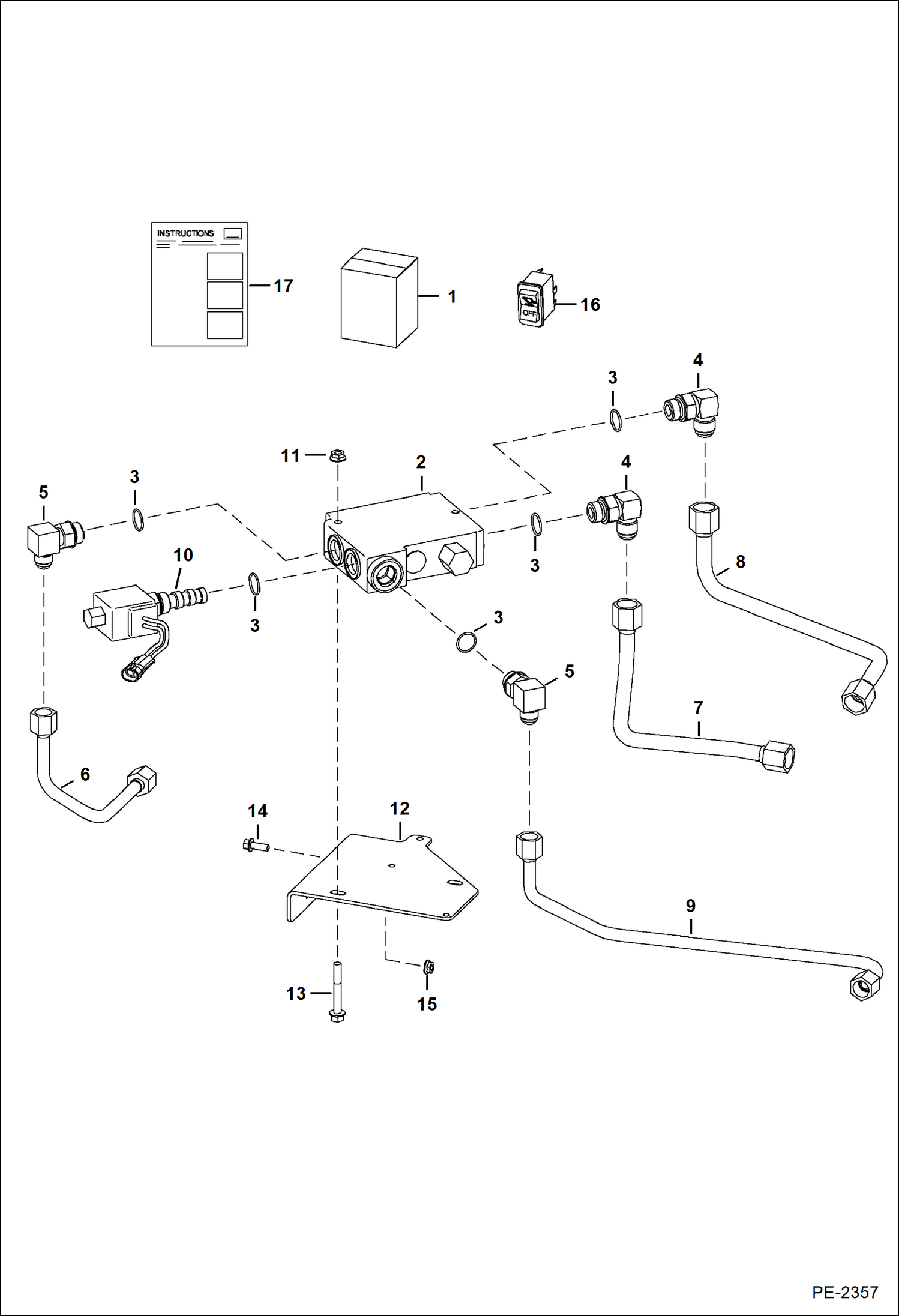 Схема запчастей Bobcat S-Series - BUCKET POSITIONING VALVE KIT ACCESSORIES & OPTIONS