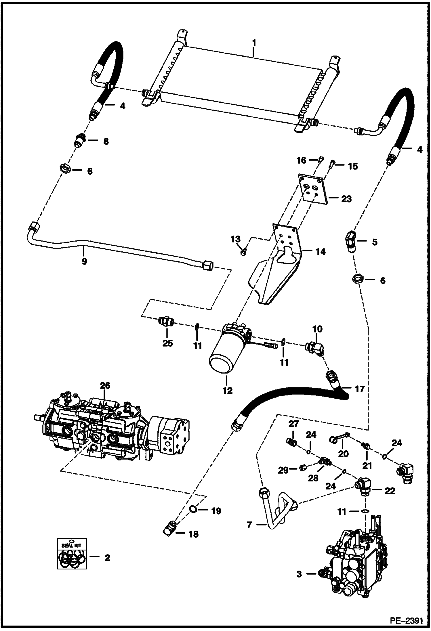 Схема запчастей Bobcat 700s - HYDROSTATIC CIRCUITRY (S/N 5158 44250& Abv, 5162 26050 & Abv) HYDROSTATIC SYSTEM