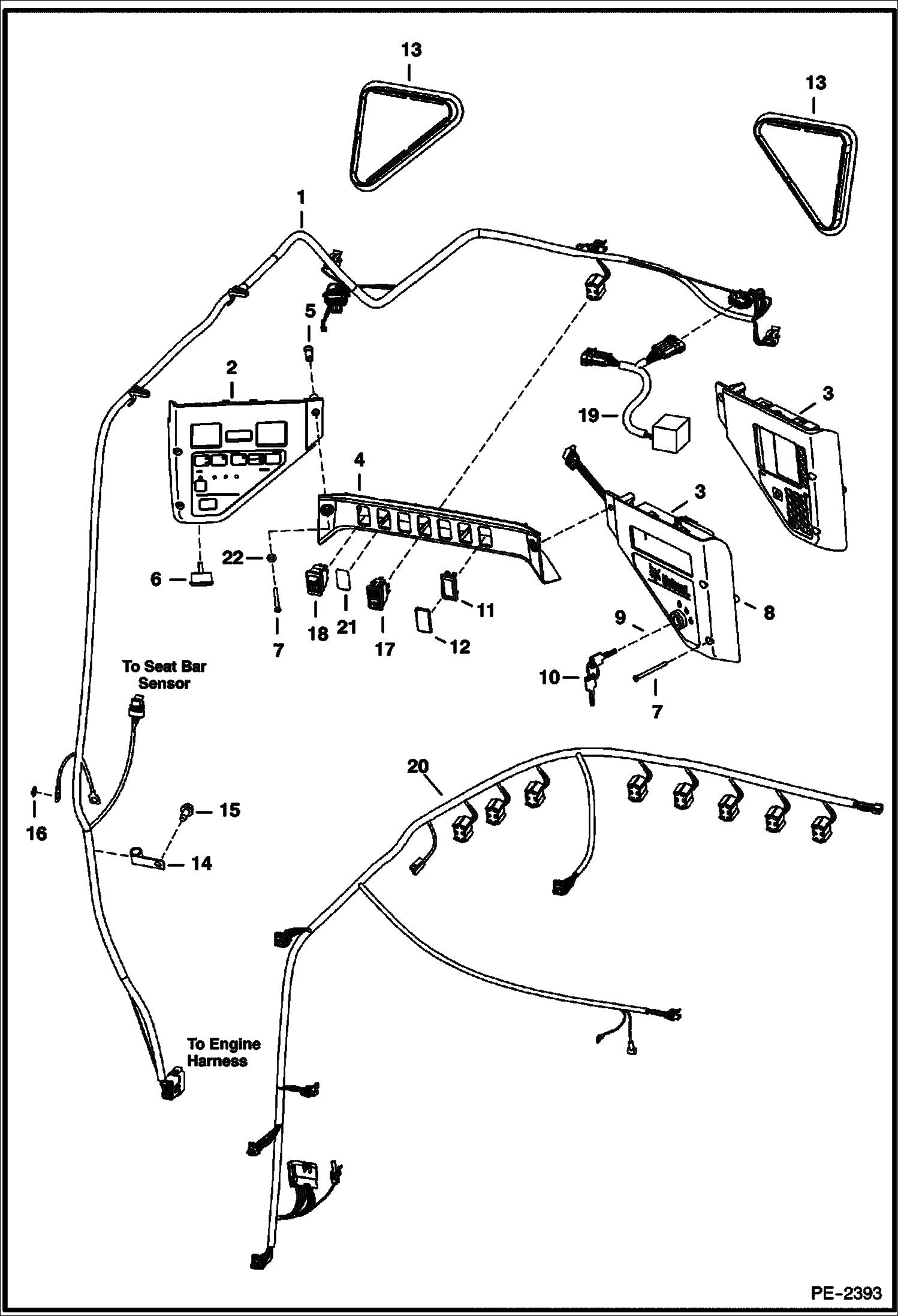 Схема запчастей Bobcat S-Series - CAB ELECTRICAL CIRCUITRY ELECTRICAL SYSTEM
