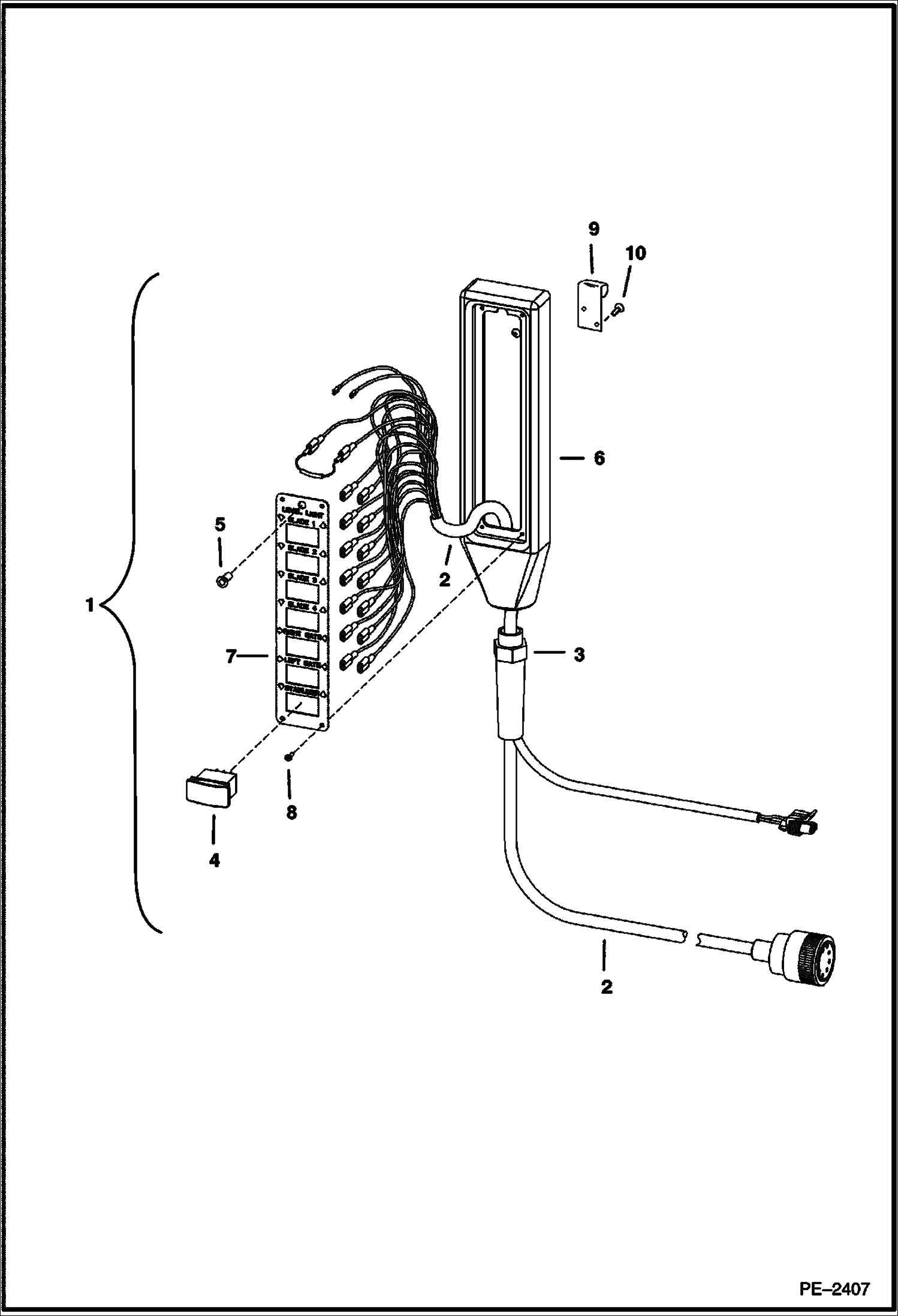 Схема запчастей Bobcat TREE SPADE - TREE SPADE (Switchbox & Harness Assy) (4 Blade) (TS44C 9744) (TS44M 9745) Loader