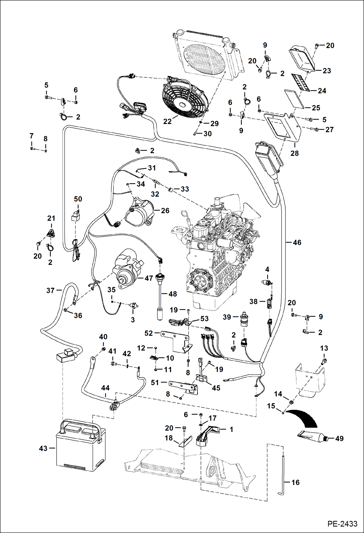 Схема запчастей Bobcat Mini Tracks Loaders - ENGINE ELECTRICAL CIRCUITRY (S/N 528711001 & Above, 528811001 & Above) ELECTRICAL SYSTEM