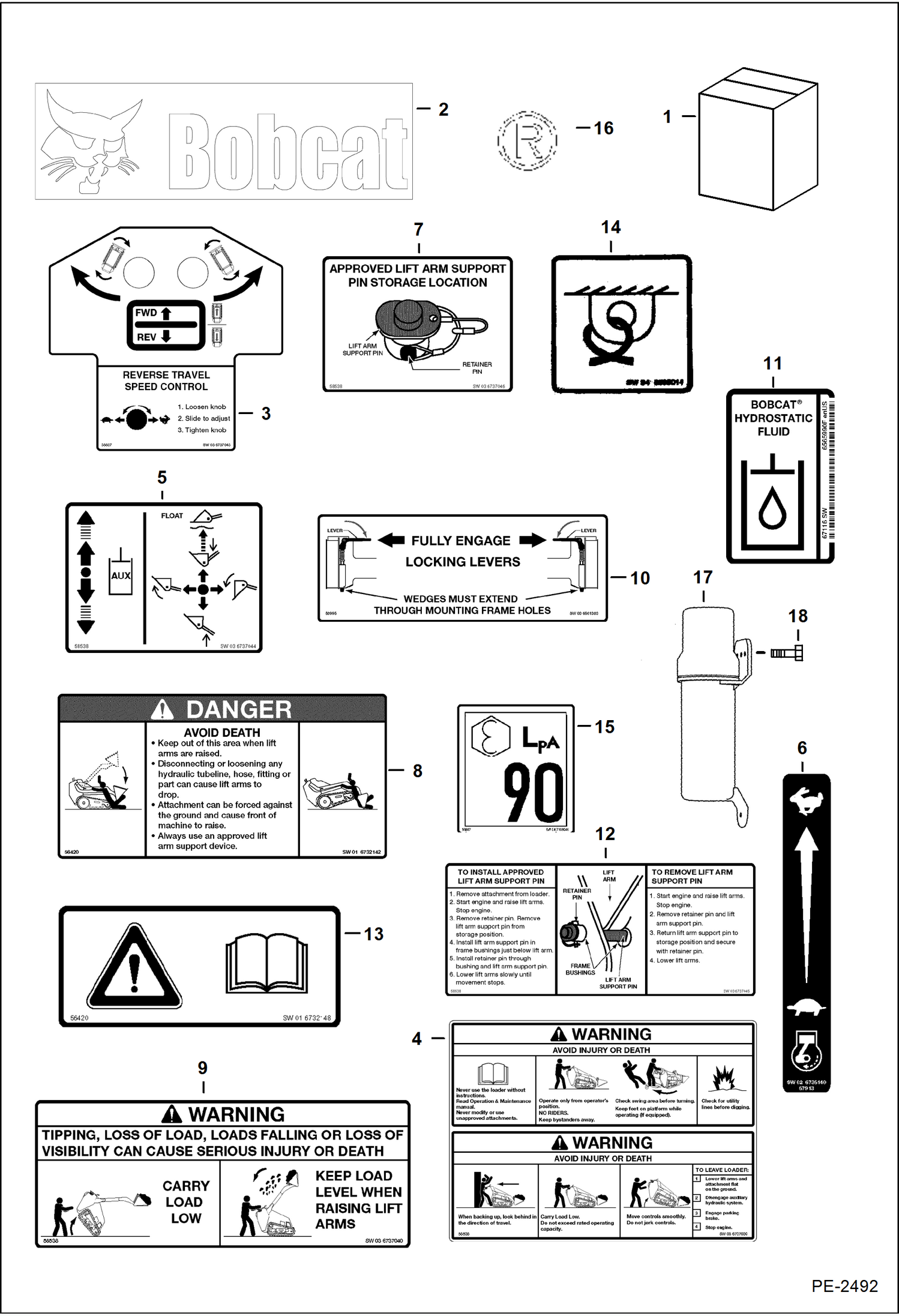 Схема запчастей Bobcat Mini Tracks Loaders - DECALS ACCESSORIES & OPTIONS