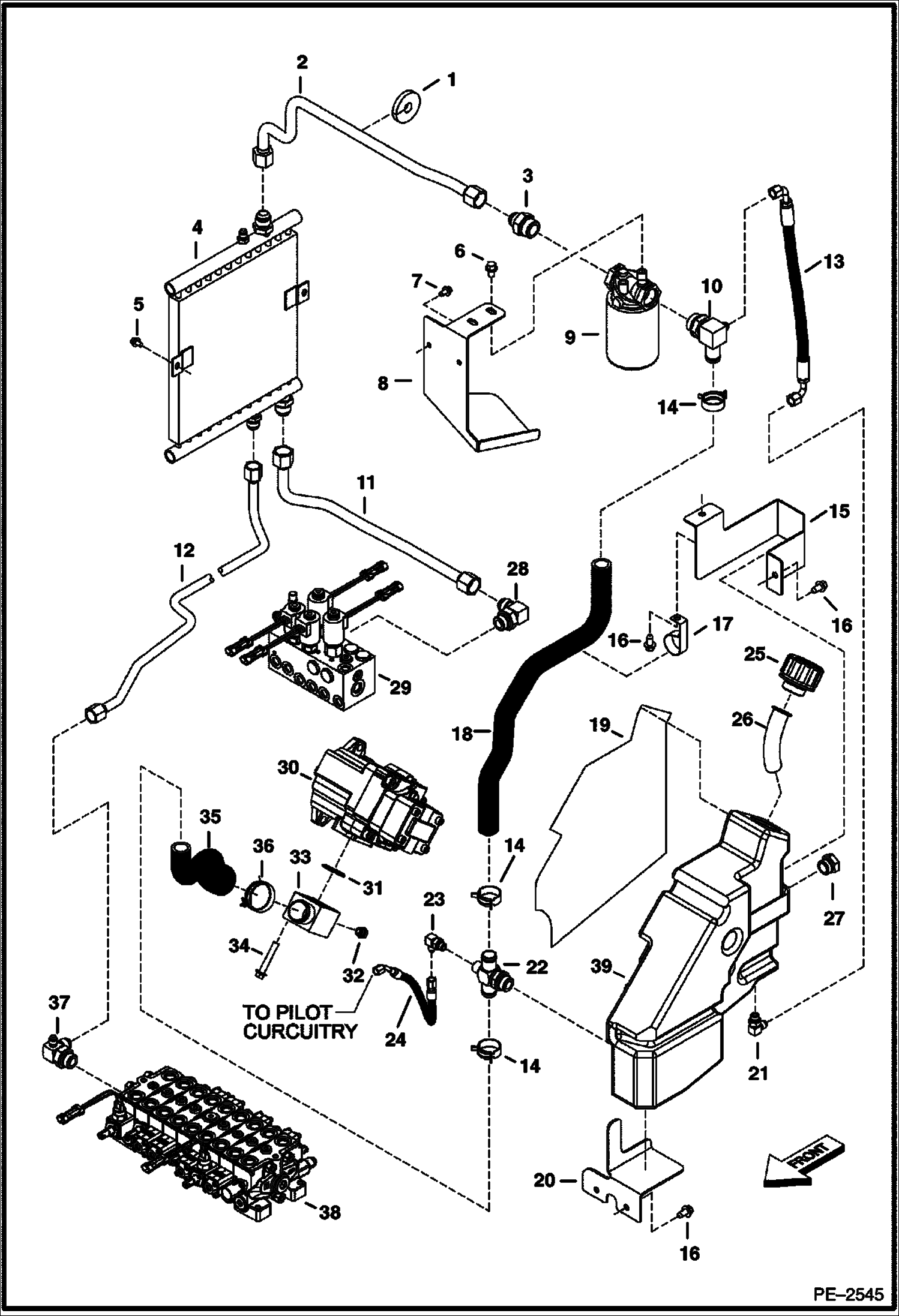 Схема запчастей Bobcat 323 - HYDRAULIC CIRCUITRY (Cooler/Filter) (323J) HYDRAULIC SYSTEM