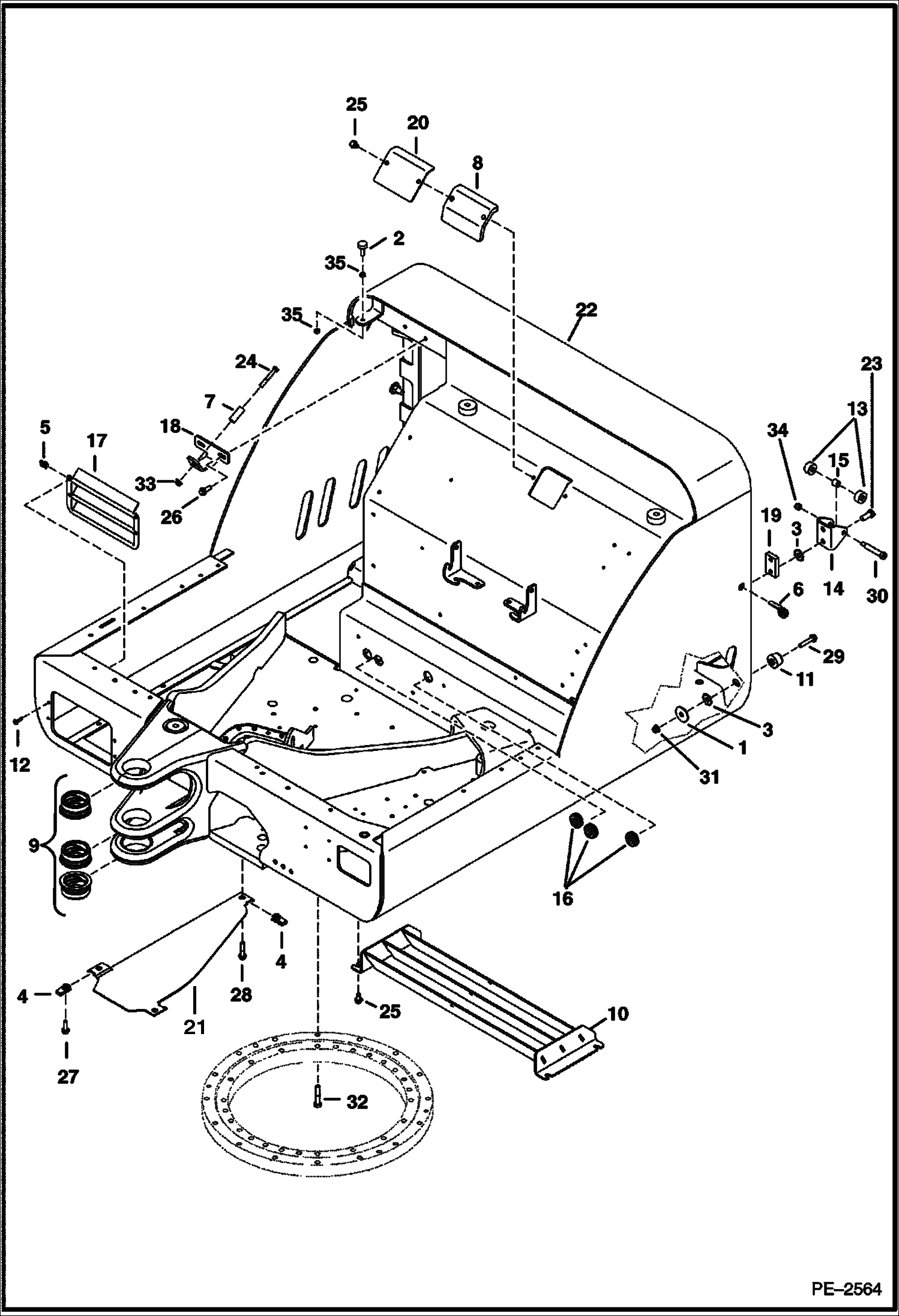 Схема запчастей Bobcat 331 - UPPERSTRUCTURE MAIN FRAME