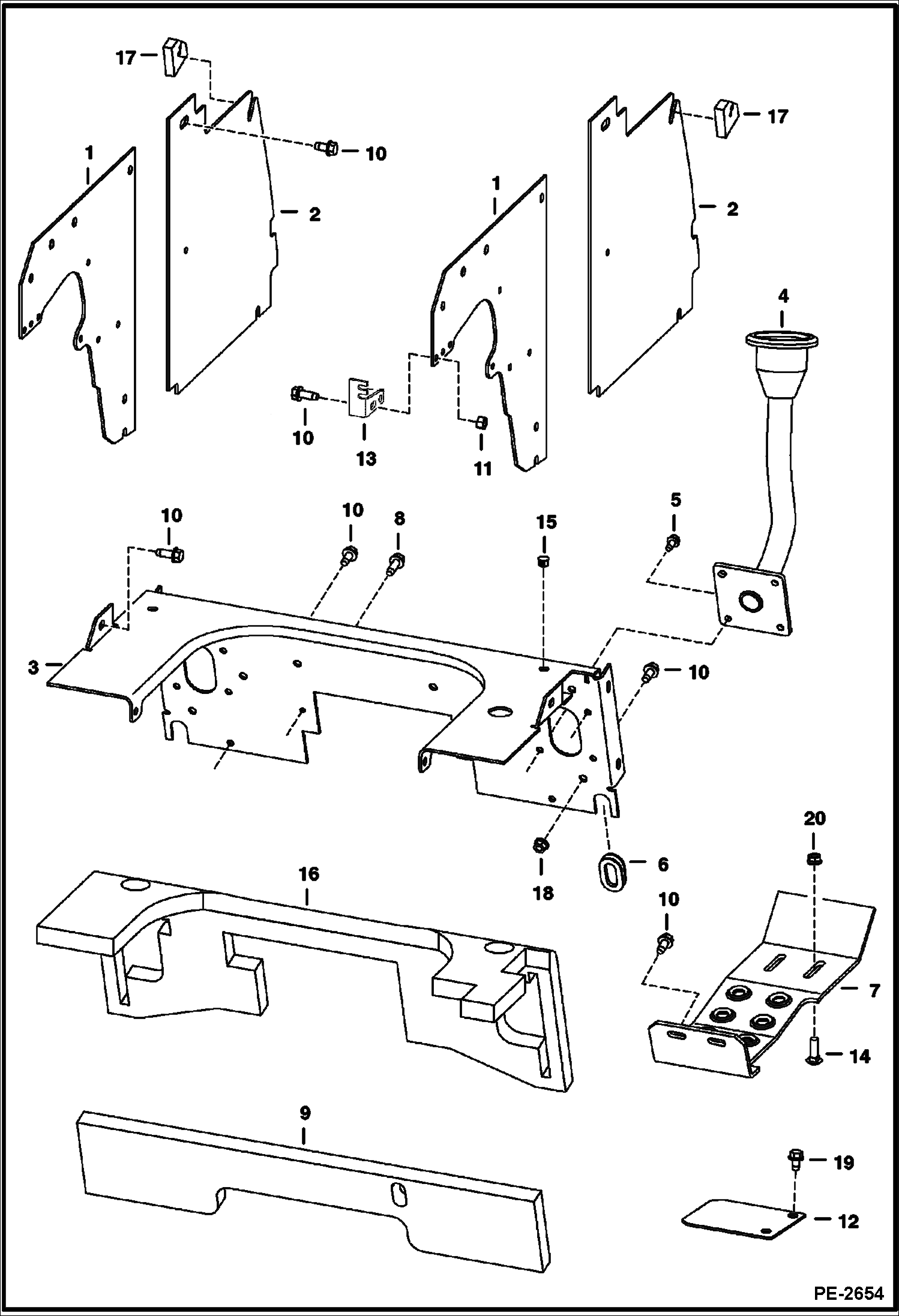 Схема запчастей Bobcat T-Series - PANELS (W/ Selectable Joystick Controls) MAIN FRAME