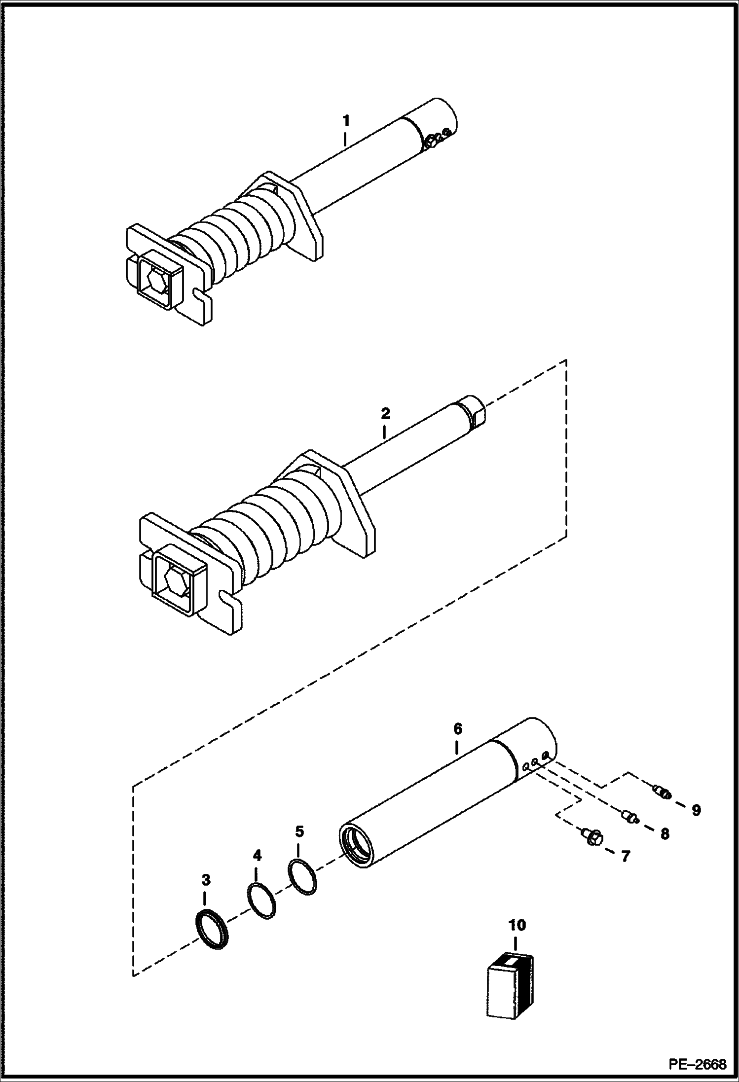 Схема запчастей Bobcat 334 - TRACK TENSIONER (With 1.75 (44.5 mm) O.D. Non-replaceable Shaft) (S/N 232514715, 232613506, & 232711753 & Above) UNDERCARRIAGE