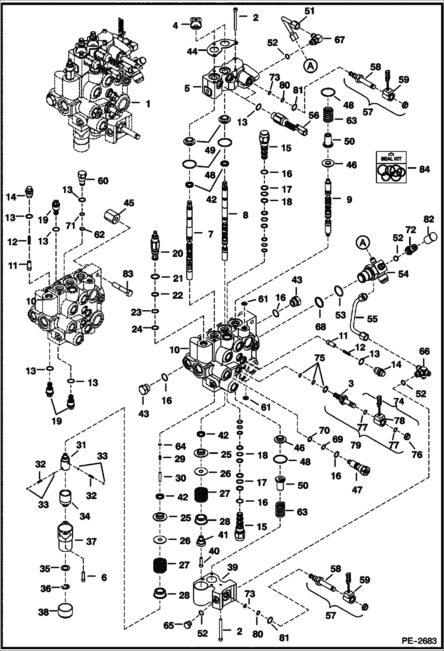 Схема запчастей Bobcat T-Series - HYDRAULIC CONTROL VALVE HYDRAULIC SYSTEM