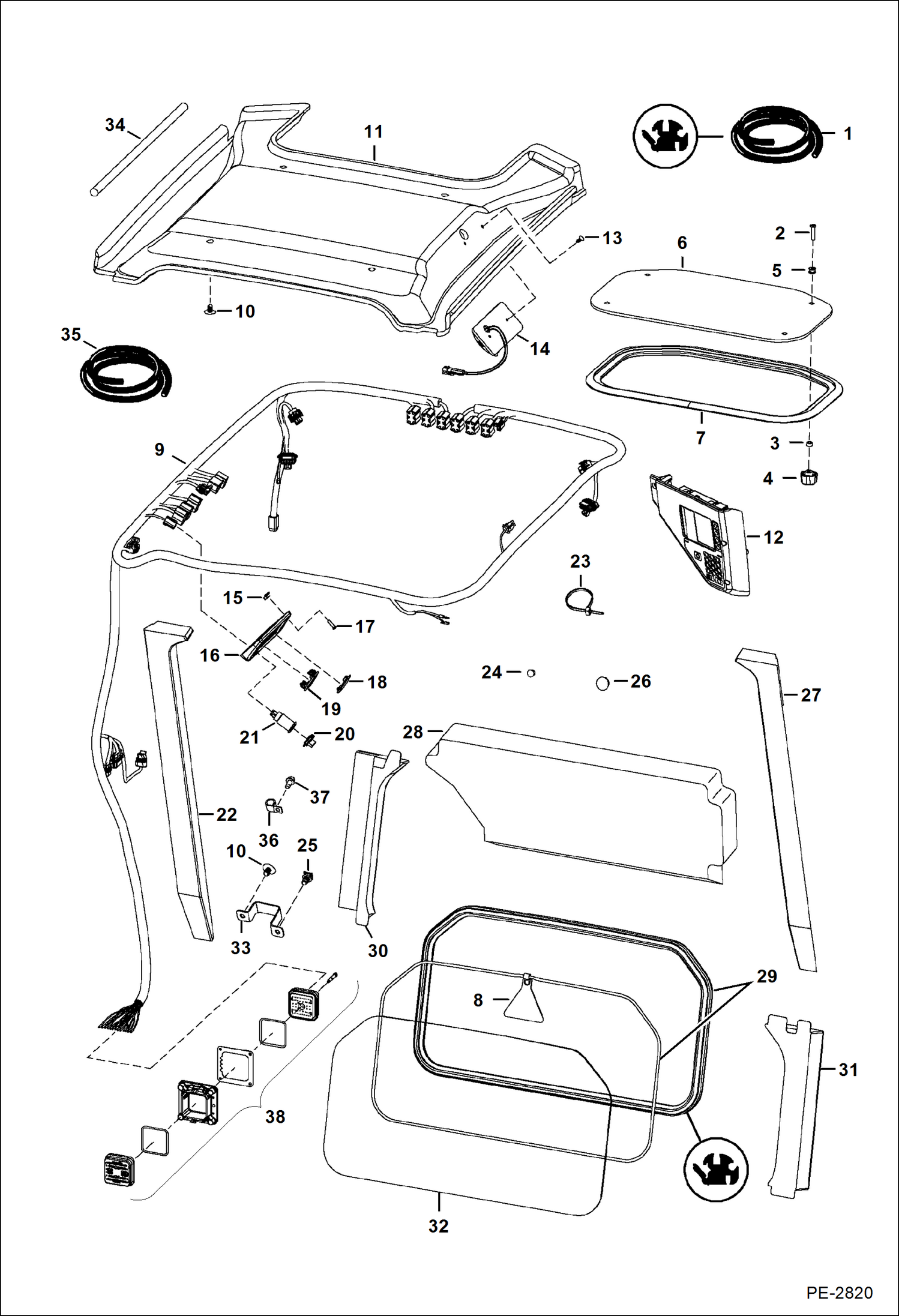 Схема запчастей Bobcat A-Series - OPERATOR CAB (Deluxe) MAIN FRAME