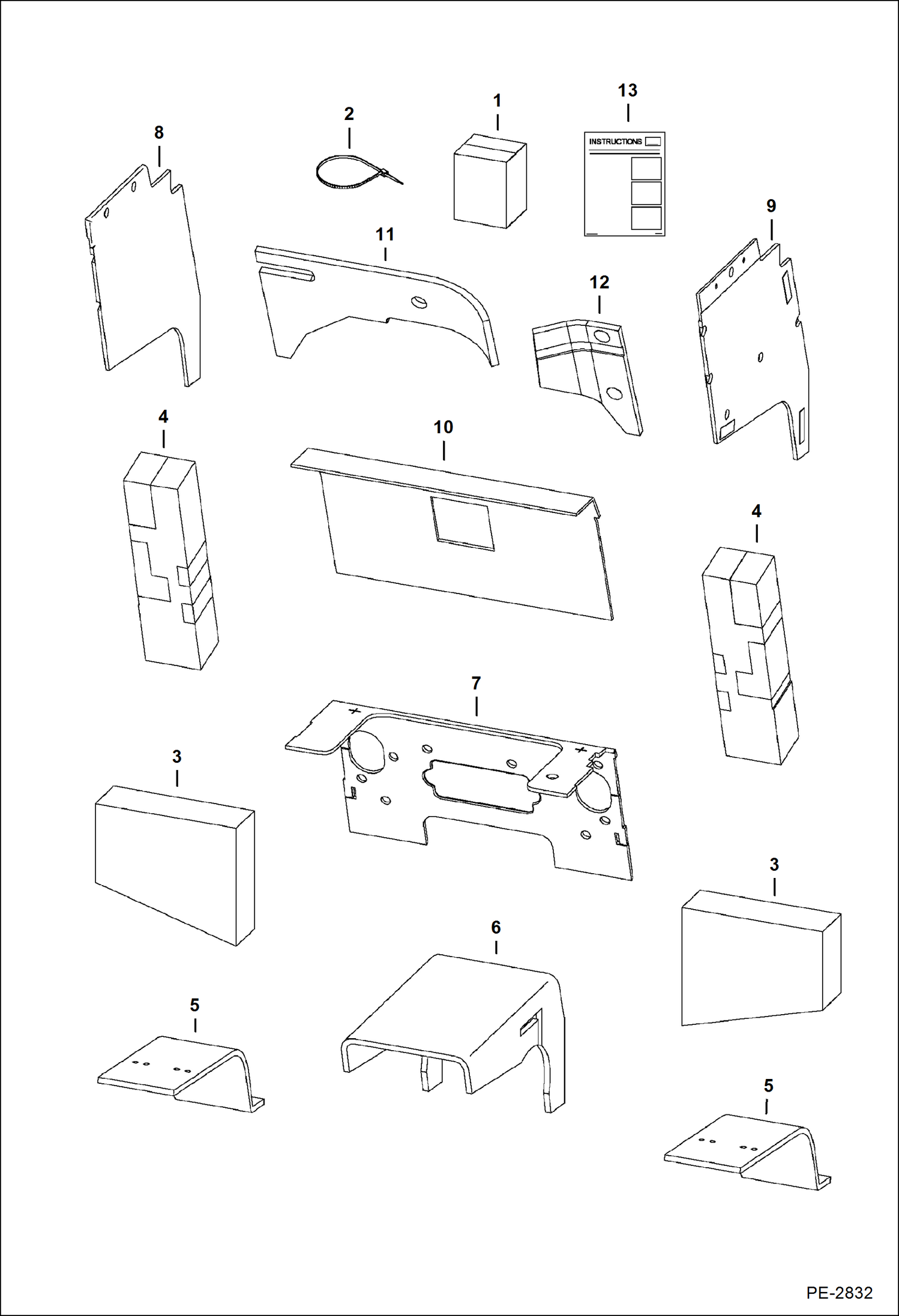 Схема запчастей Bobcat S-Series - SOUND/NOISE REDUCTION OPTION (Manual Controls, ACS & AHC) (S/N 530714202 & Below, 530811539 & Below) ACCESSORIES & OPTIONS