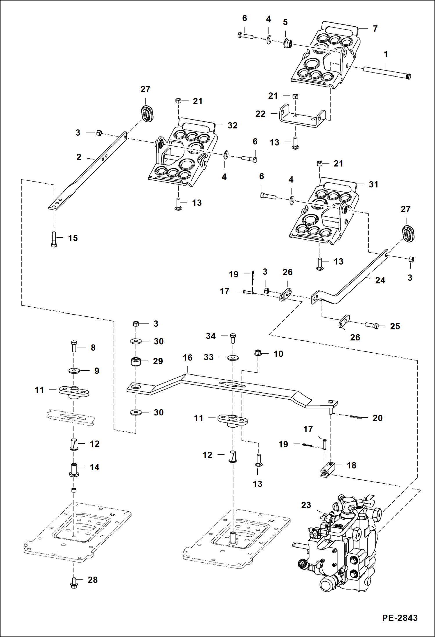 Схема запчастей Bobcat S-Series - CONTROL PEDALS HYDRAULIC SYSTEM