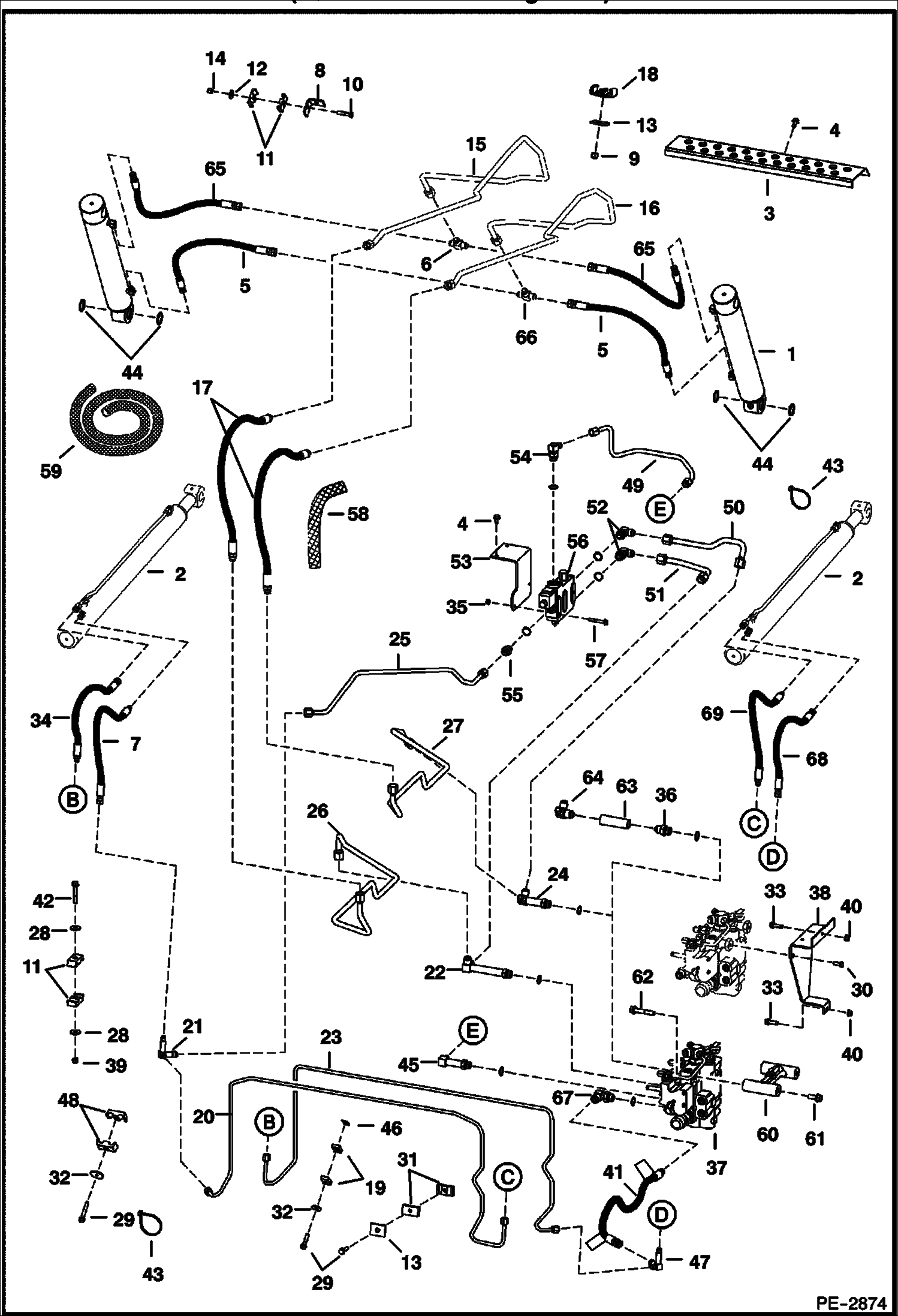 Схема запчастей Bobcat S-Series - HYDRAULIC CIRCUITRY (W/Bucket Positioning Valve) S/N 5269 15000 & Abv, 5268 15000 & Abv, 5267 15000 & Abv, 5266 15000 & Abv HYDRAULIC SYSTEM