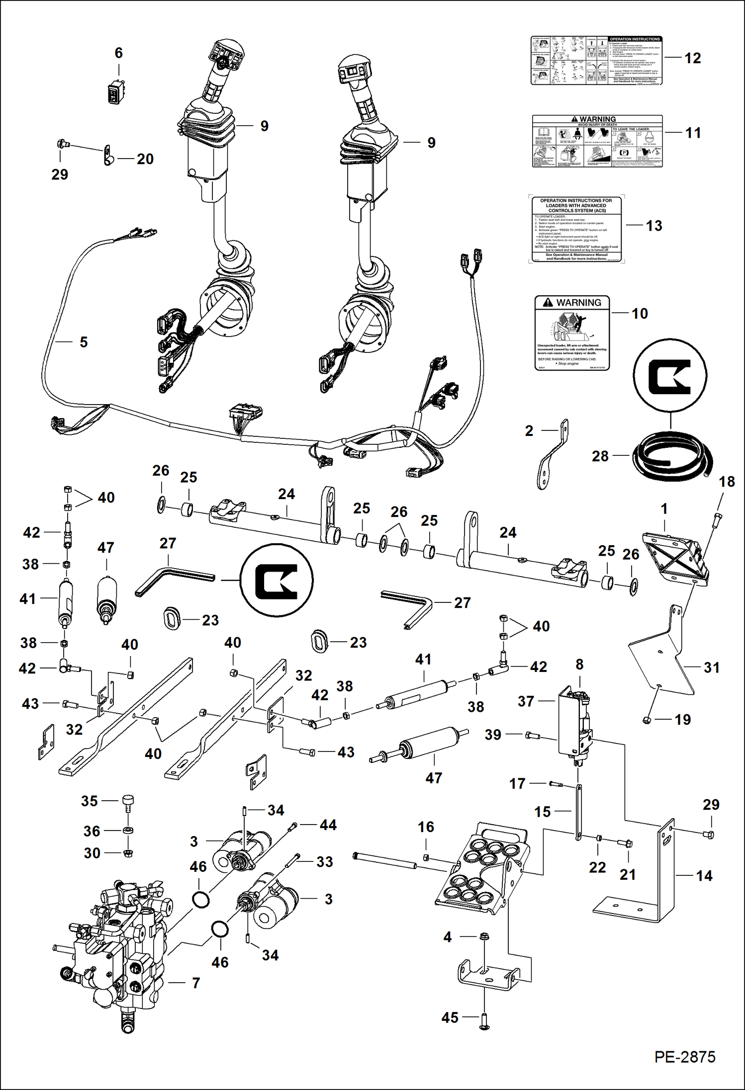 Схема запчастей Bobcat T-Series - CONTROLS ELECTRICAL (AHC) (ACS) ELECTRICAL SYSTEM