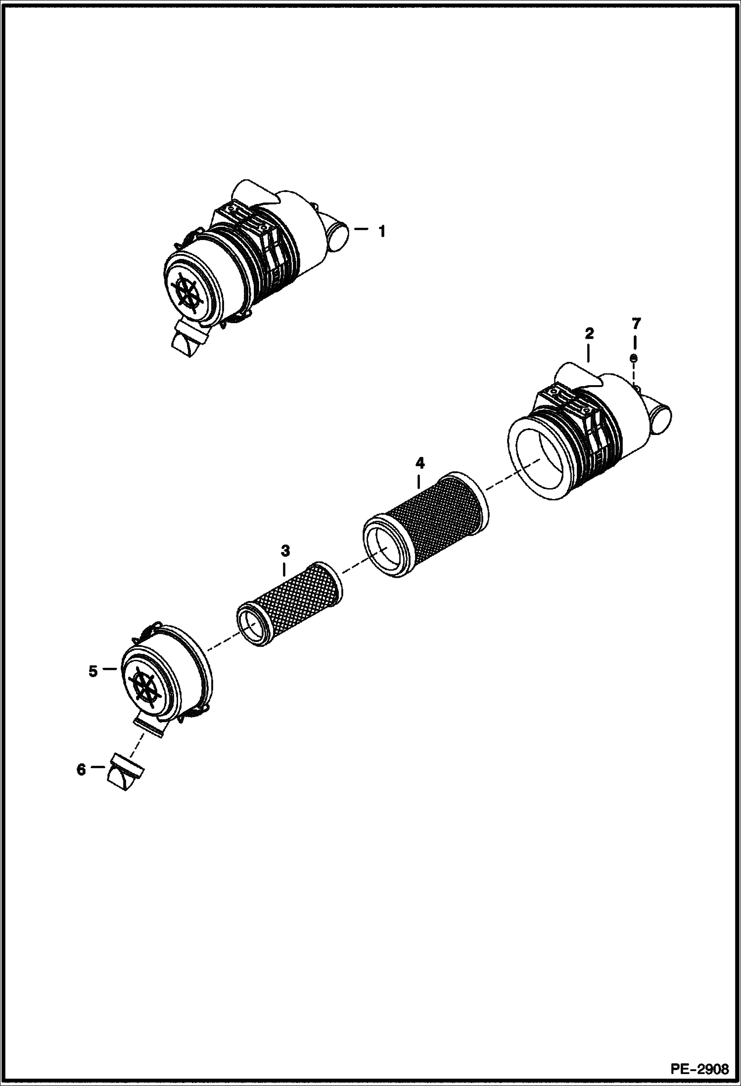 Схема запчастей Bobcat 334 - AIR CLEANER (S/N 512915200 & Above, 516711001 & Above, 517711001 & Above) POWER UNIT