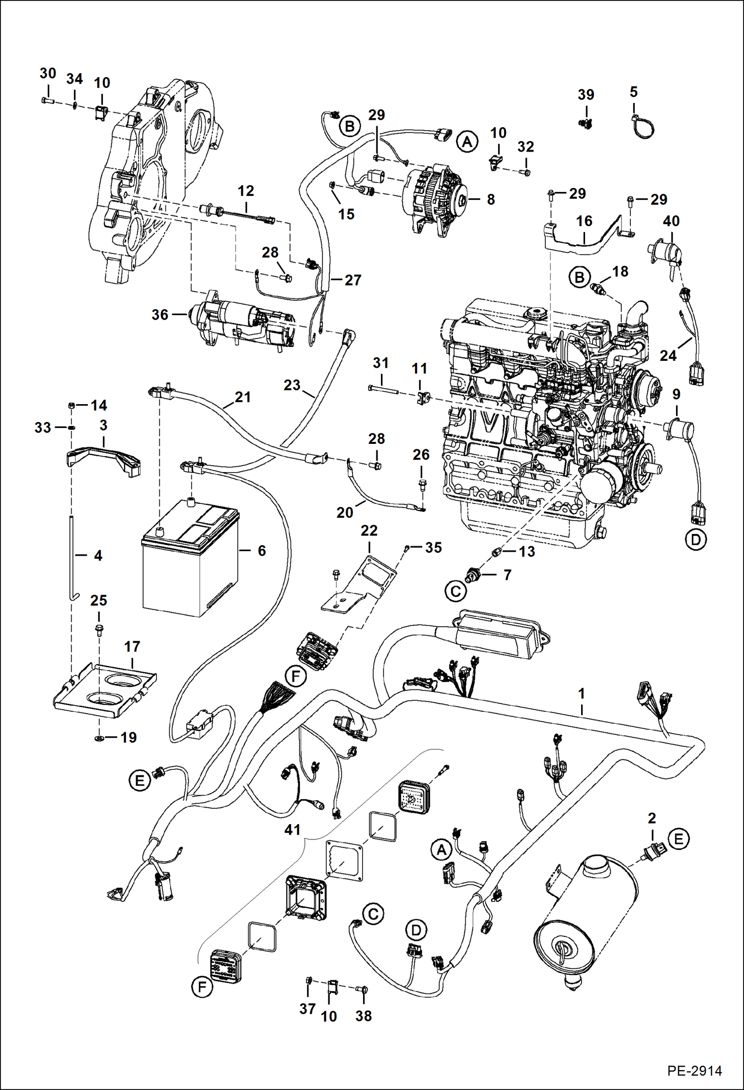 Схема запчастей Bobcat S-Series - ENGINE ELECTRICAL CIRCUITRY ELECTRICAL SYSTEM