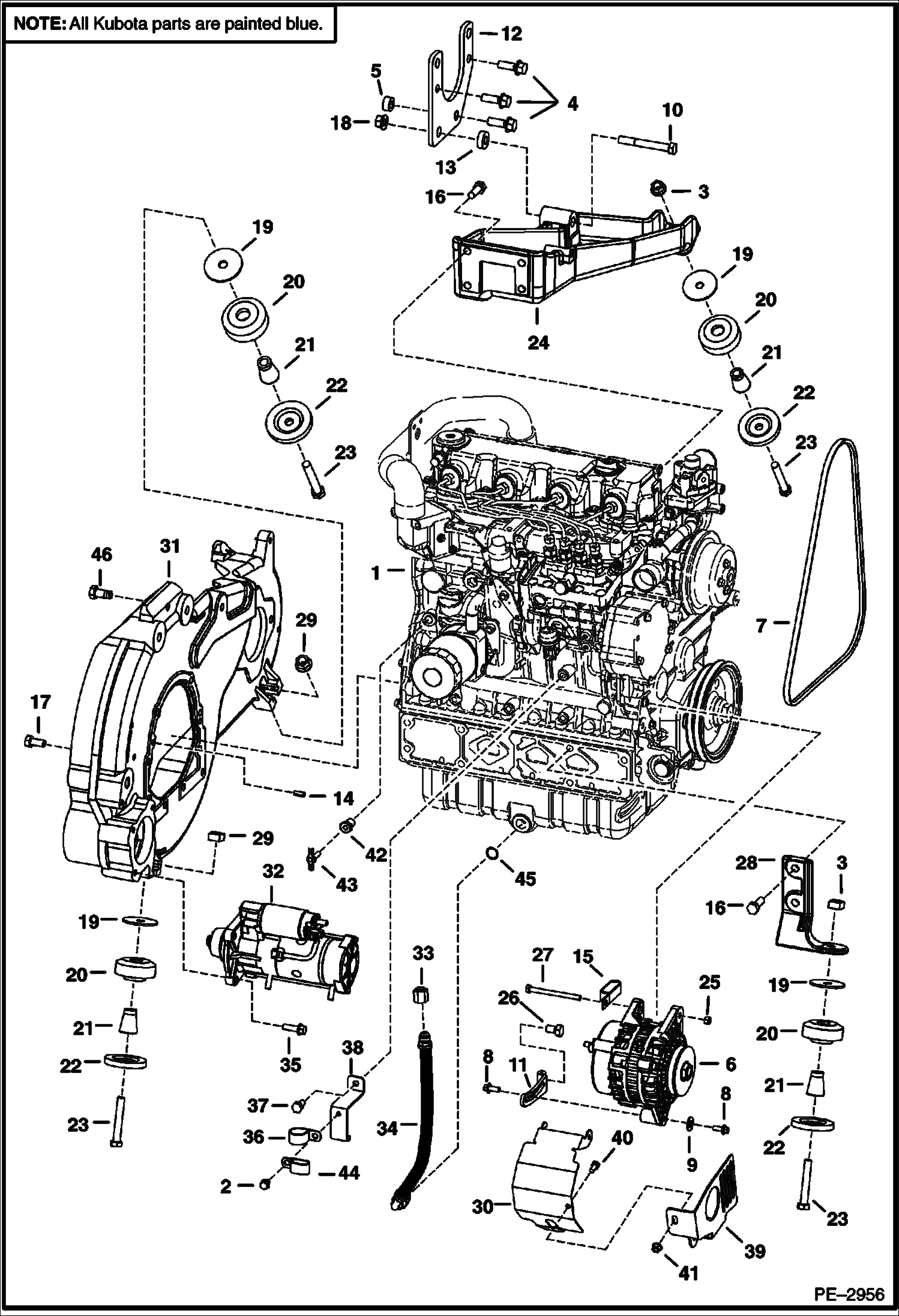 Схема запчастей Bobcat A-Series - ENGINE & ATTACHING PARTS (Engine Mounts) (S/N A5GY11001 - 19999, A5GW11001 - 20001) POWER UNIT