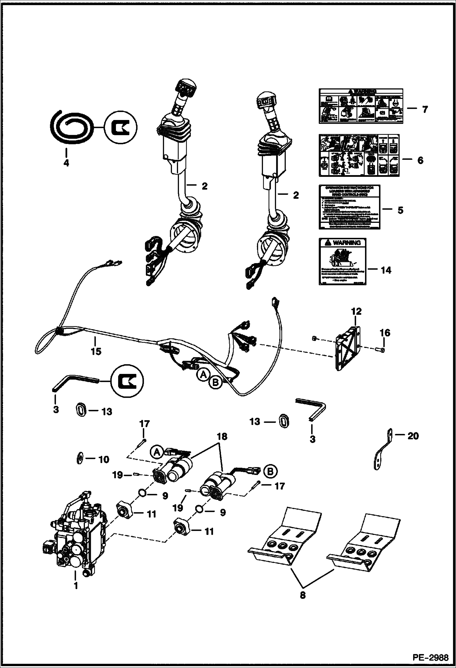 Схема запчастей Bobcat 800s - ELECTRICAL CONTROLS (Advanced Hand Control Option) ELECTRICAL SYSTEM